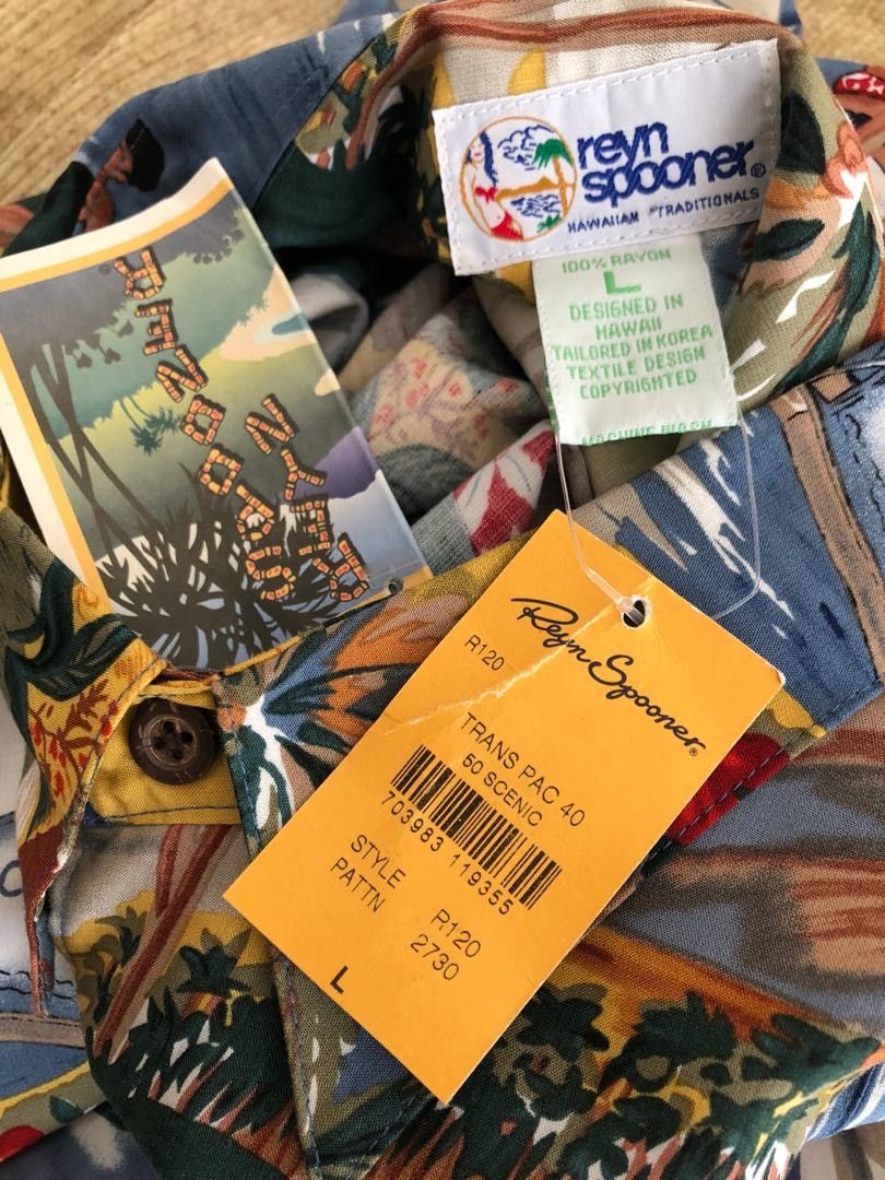 Reyn Spooner NWT Vtg Reyn Spooner Hula Girl Tourist Palm Tree 100% Rayon Size US L / EU 52-54 / 3 - 15 Thumbnail