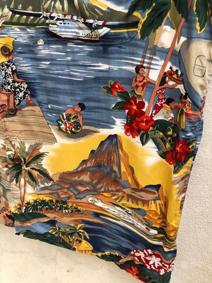 Reyn Spooner NWT Vtg Reyn Spooner Hula Girl Tourist Palm Tree 100% Rayon Size US L / EU 52-54 / 3 - 8 Thumbnail