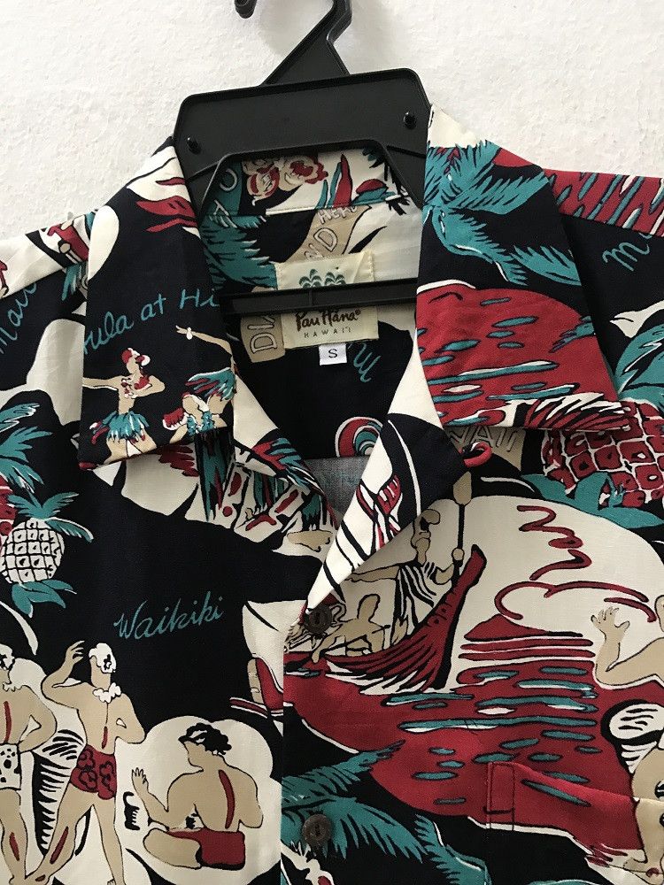 Other Pau Hana Hawaii Palm Tree Hula Girl Rayon Shirt Size US M / EU 48-50 / 2 - 4 Thumbnail