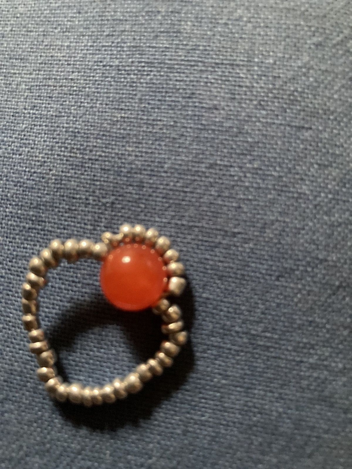 Jewelry Red agate and silver beaded ring Size ONE SIZE - 2 Thumbnail