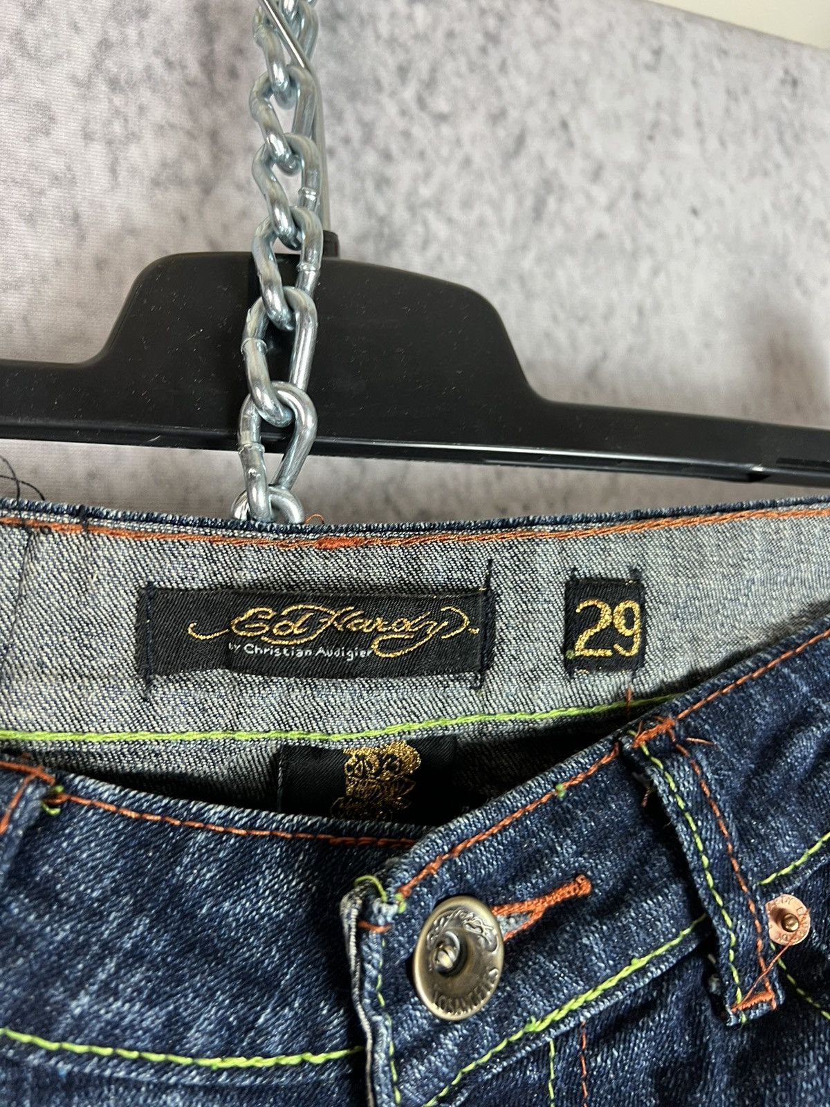 Christian Audigier Ed Hardy by Christian Audiger denim spellout drip pants Size US 29 - 4 Thumbnail