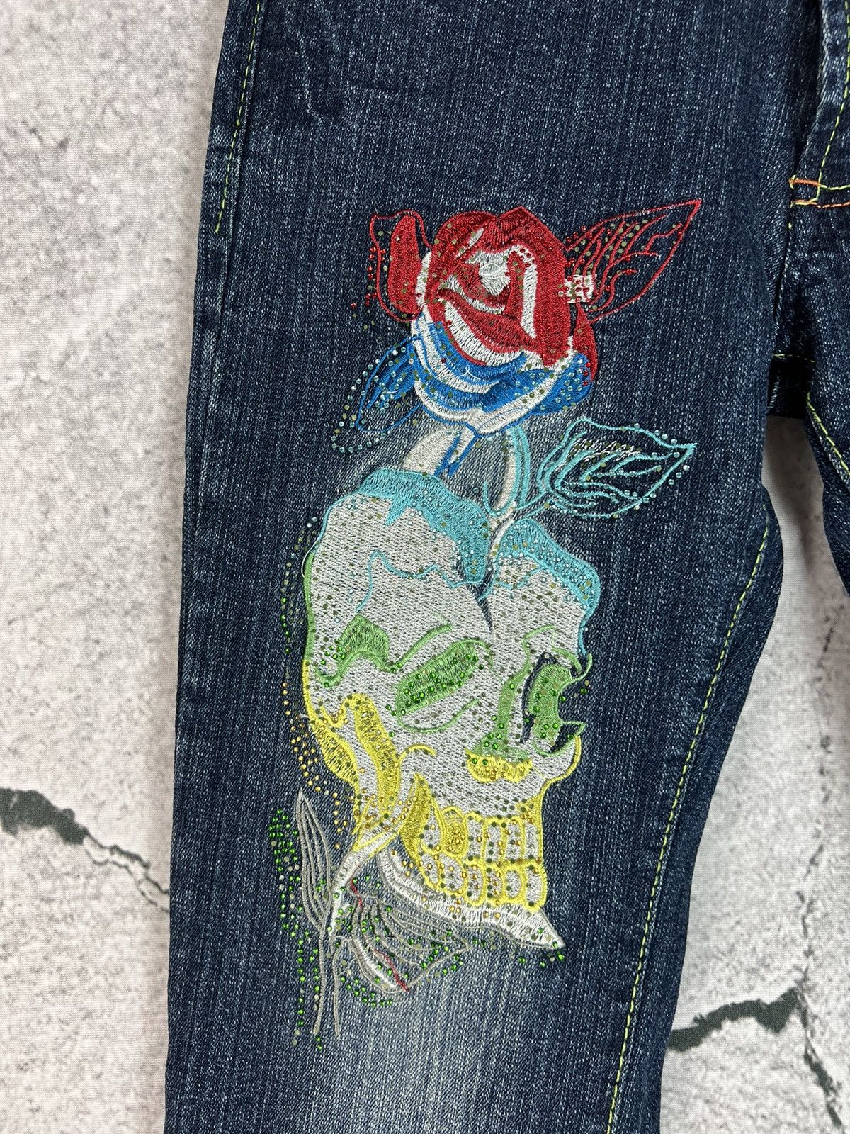 Christian Audigier Ed Hardy by Christian Audiger denim spellout drip pants Size US 29 - 3 Thumbnail
