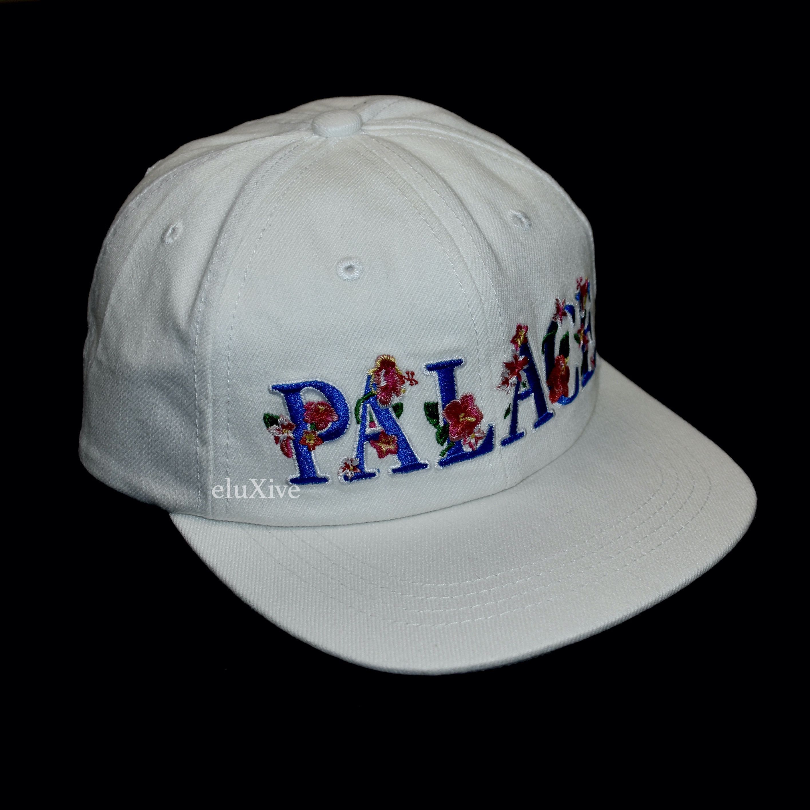 image of Palace Hawaii Floral Logo Denim Hat White Ds Ss22, Men's