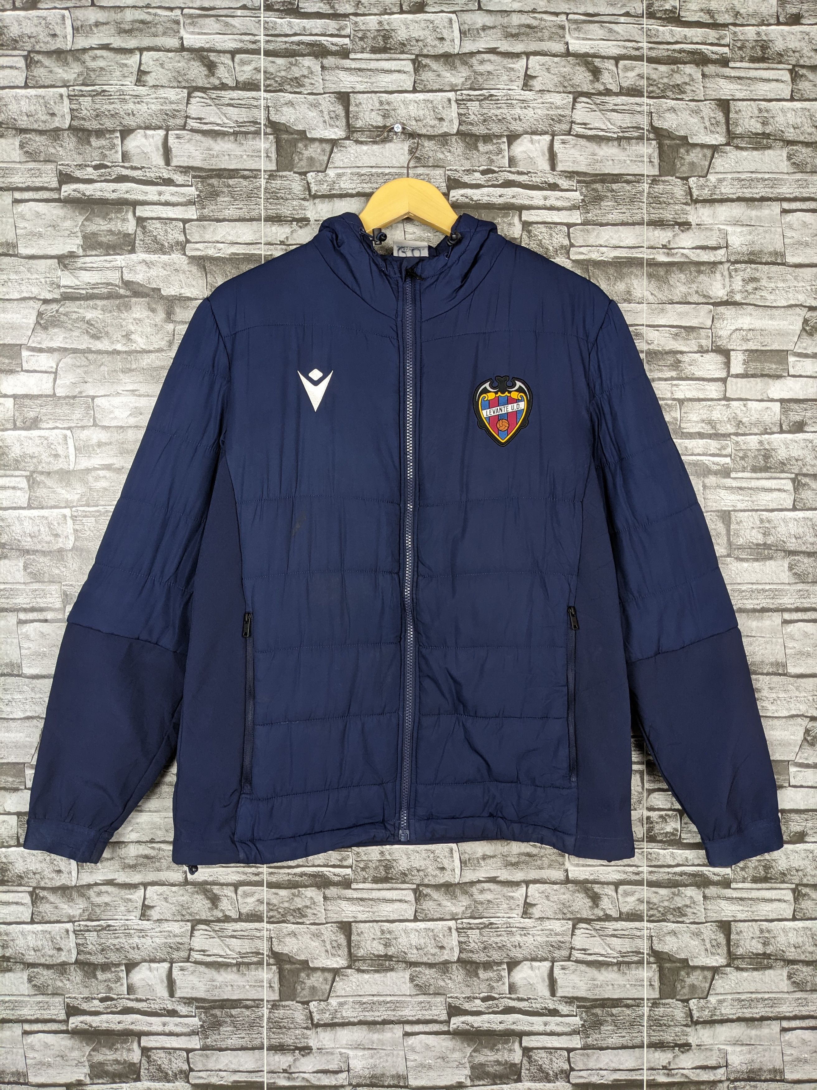 image of Levante Ud Macron Training Puffer Jacket Zipper Coat in Navy, Men's (Size Medium)