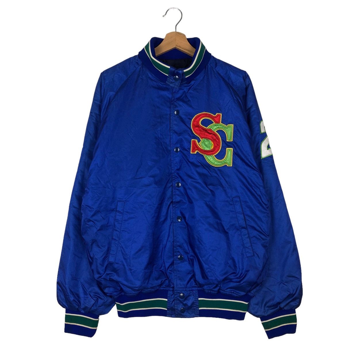 Japanese Brand VINTAGE BOMBER JACKET SATIN BIG LOGO Size US M / EU 48-50 / 2 - 1 Thumbnail