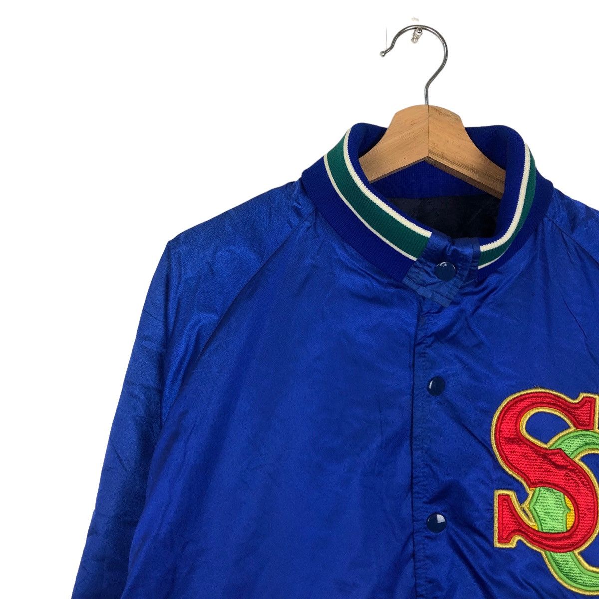 Japanese Brand VINTAGE BOMBER JACKET SATIN BIG LOGO Size US M / EU 48-50 / 2 - 6 Thumbnail