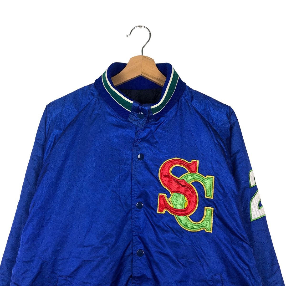 Japanese Brand VINTAGE BOMBER JACKET SATIN BIG LOGO Size US M / EU 48-50 / 2 - 2 Thumbnail