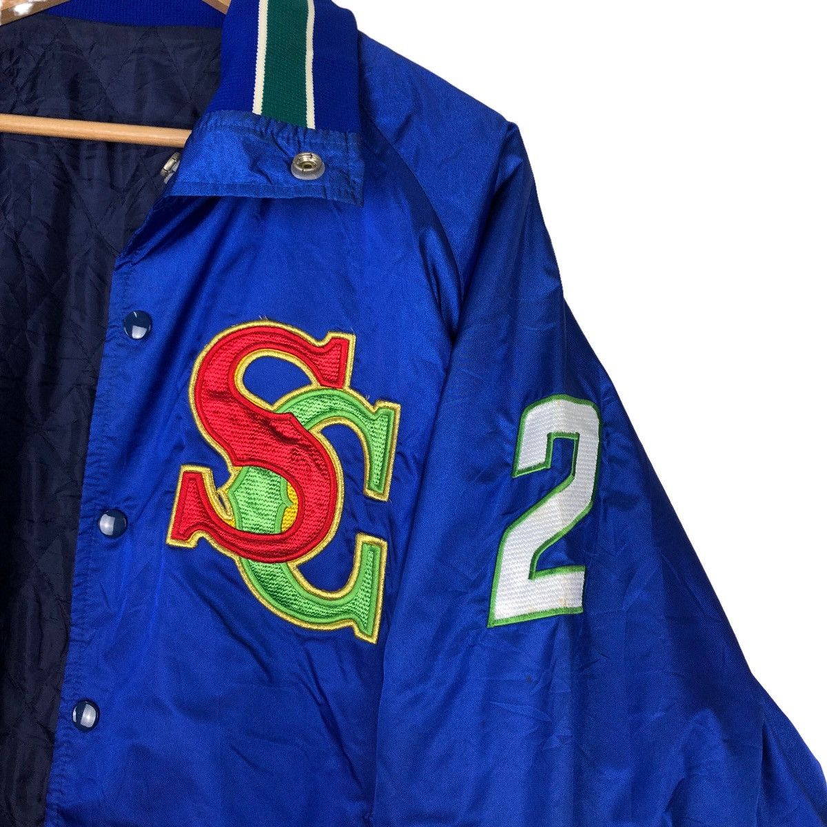Japanese Brand VINTAGE BOMBER JACKET SATIN BIG LOGO Size US M / EU 48-50 / 2 - 11 Thumbnail