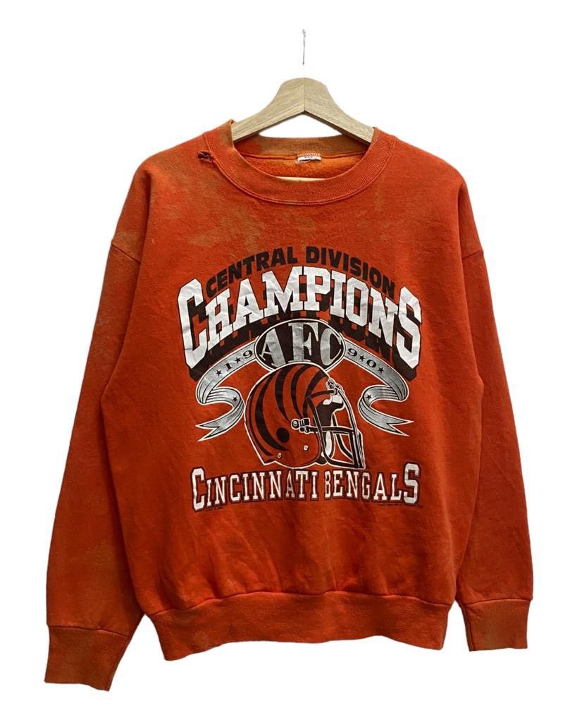Logo 7 × NFL × Vintage THRASHED🔥VINTAGE NFL CINCINNATI BENGALS FADED SWEATSHIRT Size US M / EU 48-50 / 2 - 2 Thumbnail