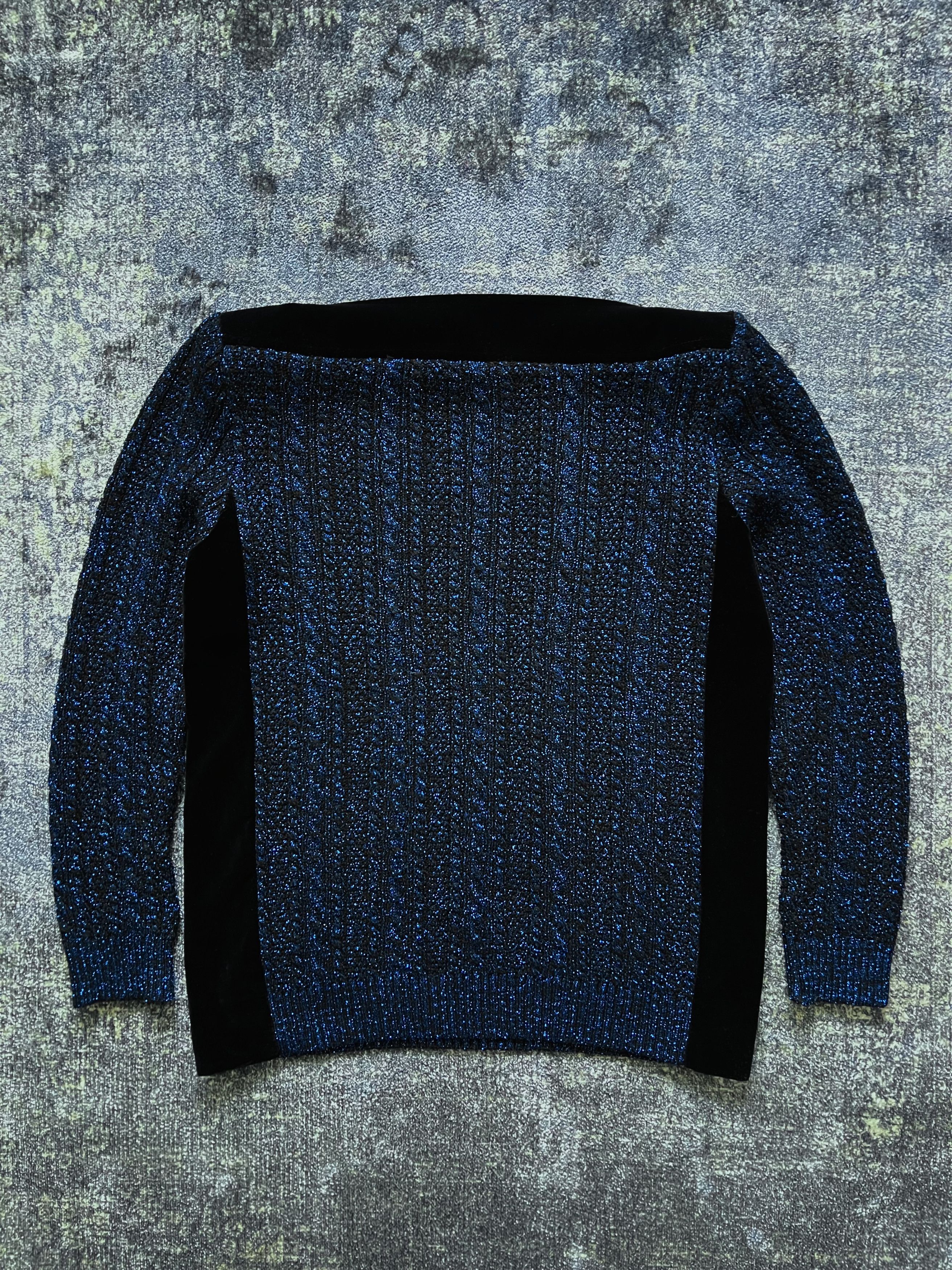 Saint Laurent Paris 80s Yves Saint Laurent Knit Velour Lurex Wool Sweater Size M / US 6-8 / IT 42-44 - 13 Thumbnail