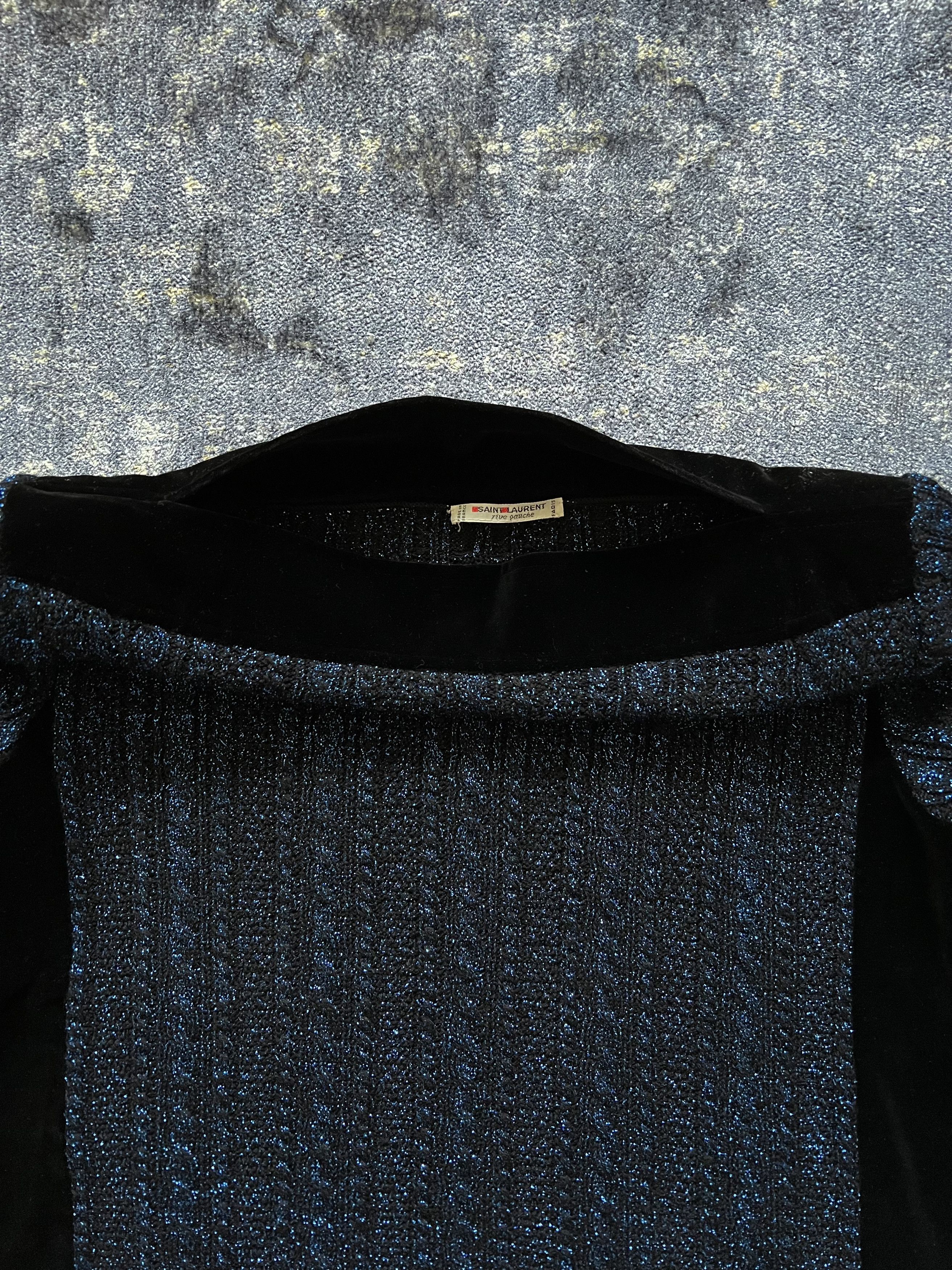 80s Yves Saint Laurent Knit Velour Lurex Wool Sweater