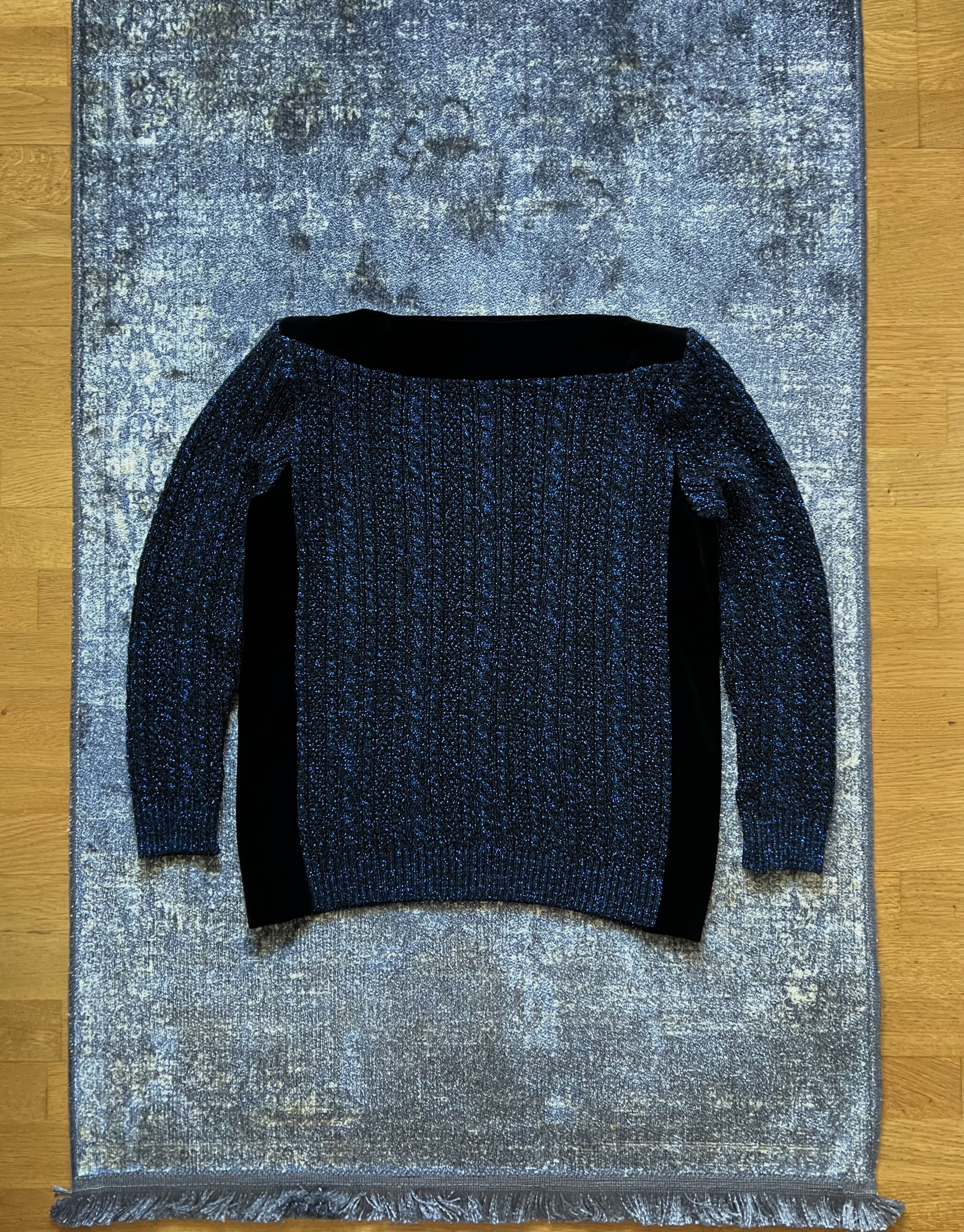 Saint Laurent Paris 80s Yves Saint Laurent Knit Velour Lurex Wool Sweater Size M / US 6-8 / IT 42-44 - 7 Thumbnail