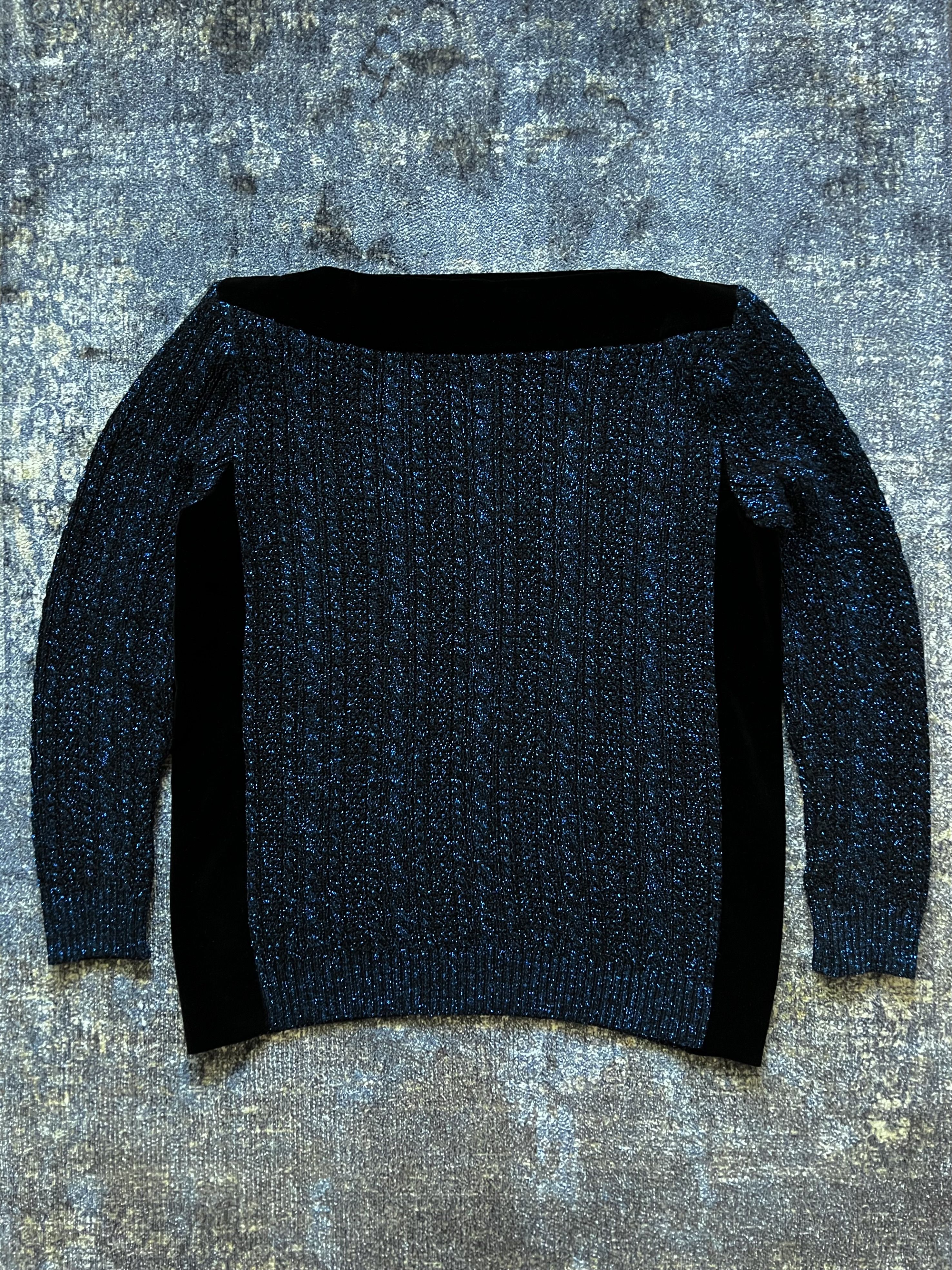 Saint Laurent Paris 80s Yves Saint Laurent Knit Velour Lurex Wool Sweater Size M / US 6-8 / IT 42-44 - 1 Thumbnail