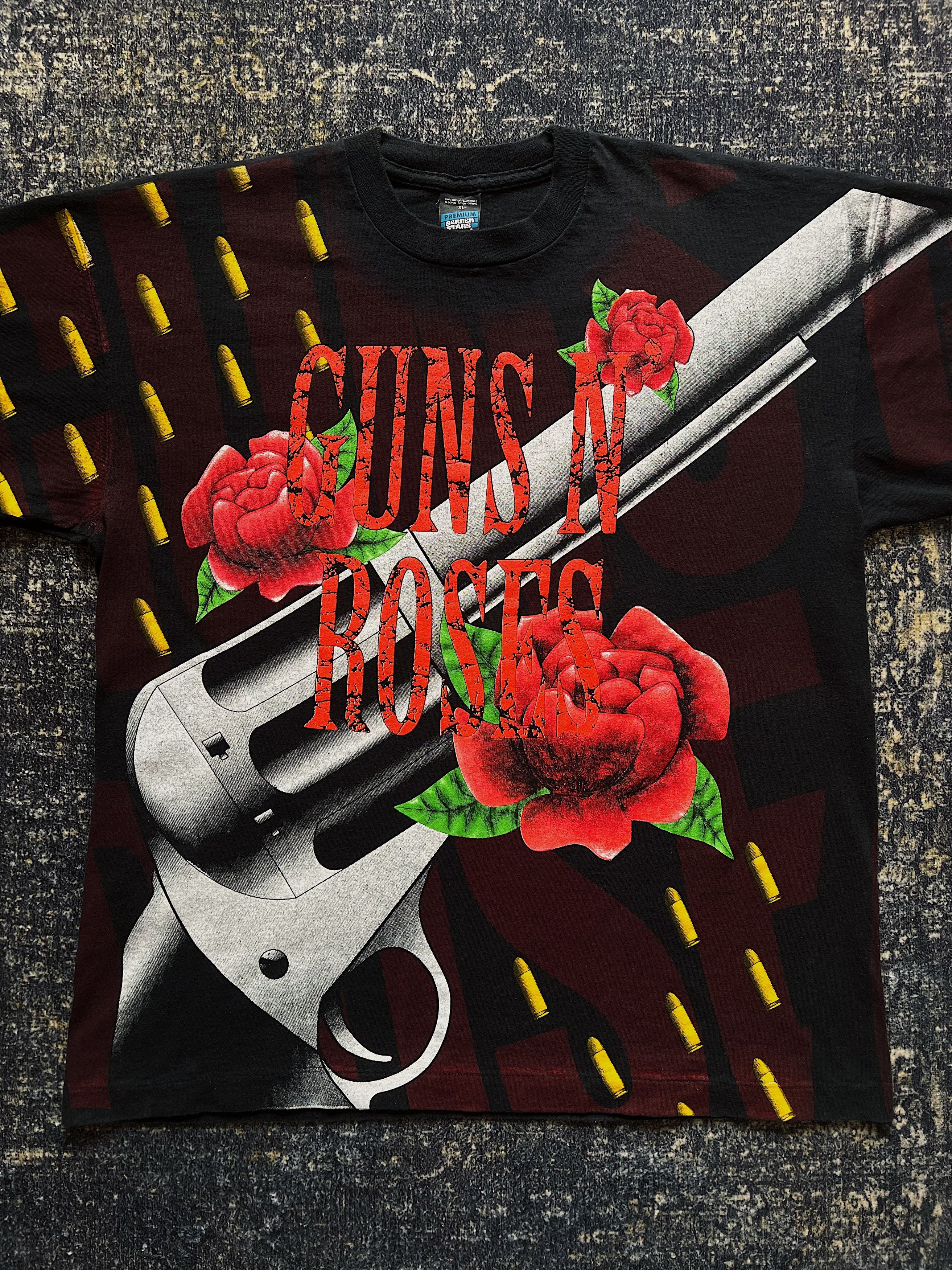 Band Tees × Guns N' Roses × Vintage 90s Vintage 1993 Guns N Roses All Over Print Rock T-Shirt Size US XL / EU 56 / 4 - 2 Thumbnail