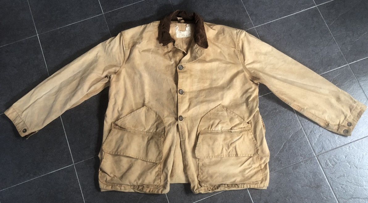 image of Vintage Wellington Army Duck Stormking Distressed Jacket in Tan, Men's (Size Large)