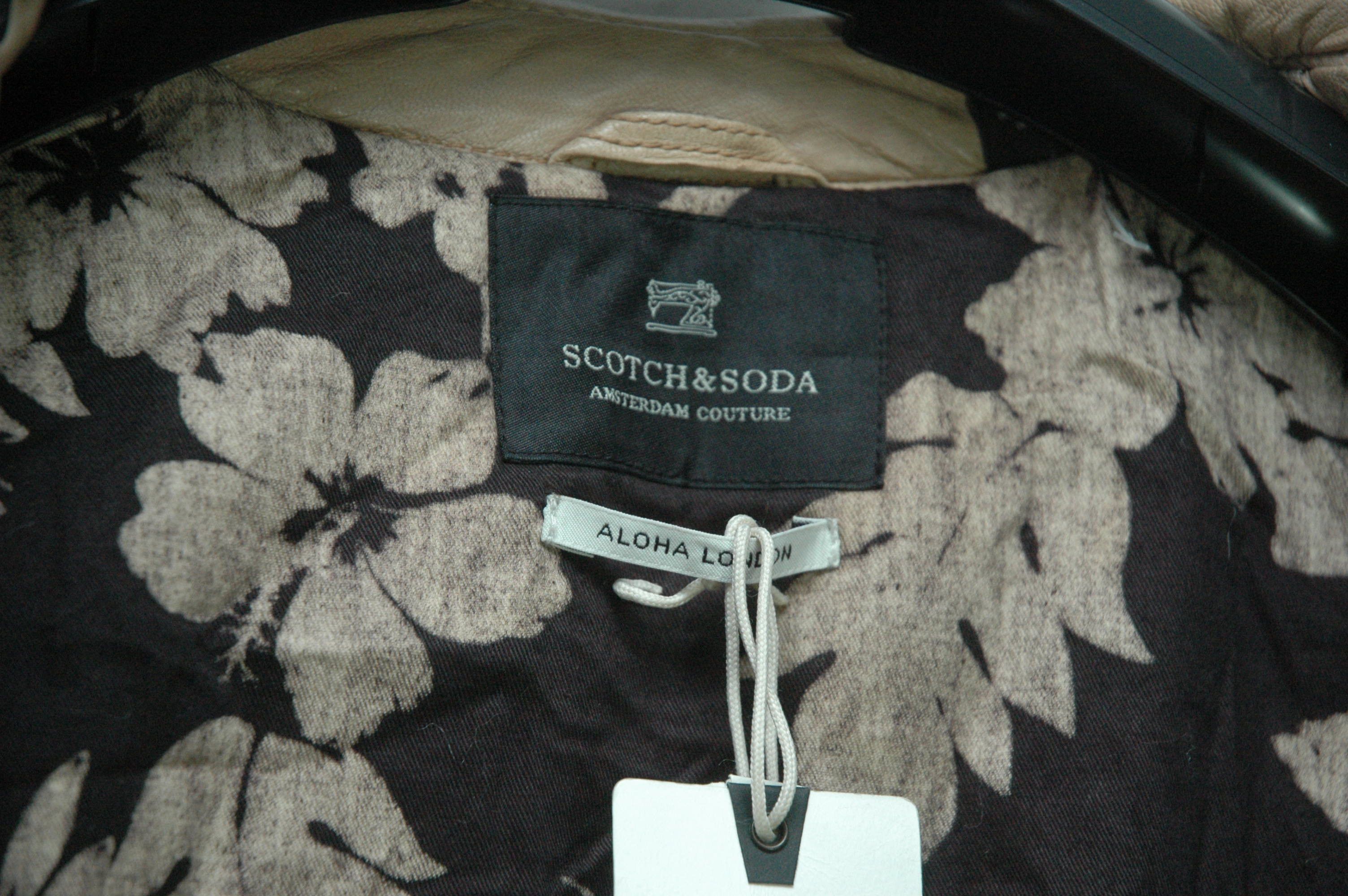 Scotch & Soda RRP 475$ NWT Scotch Soda Biker Leather Tan Jacket Size US XXL / EU 58 / 5 - 6 Thumbnail