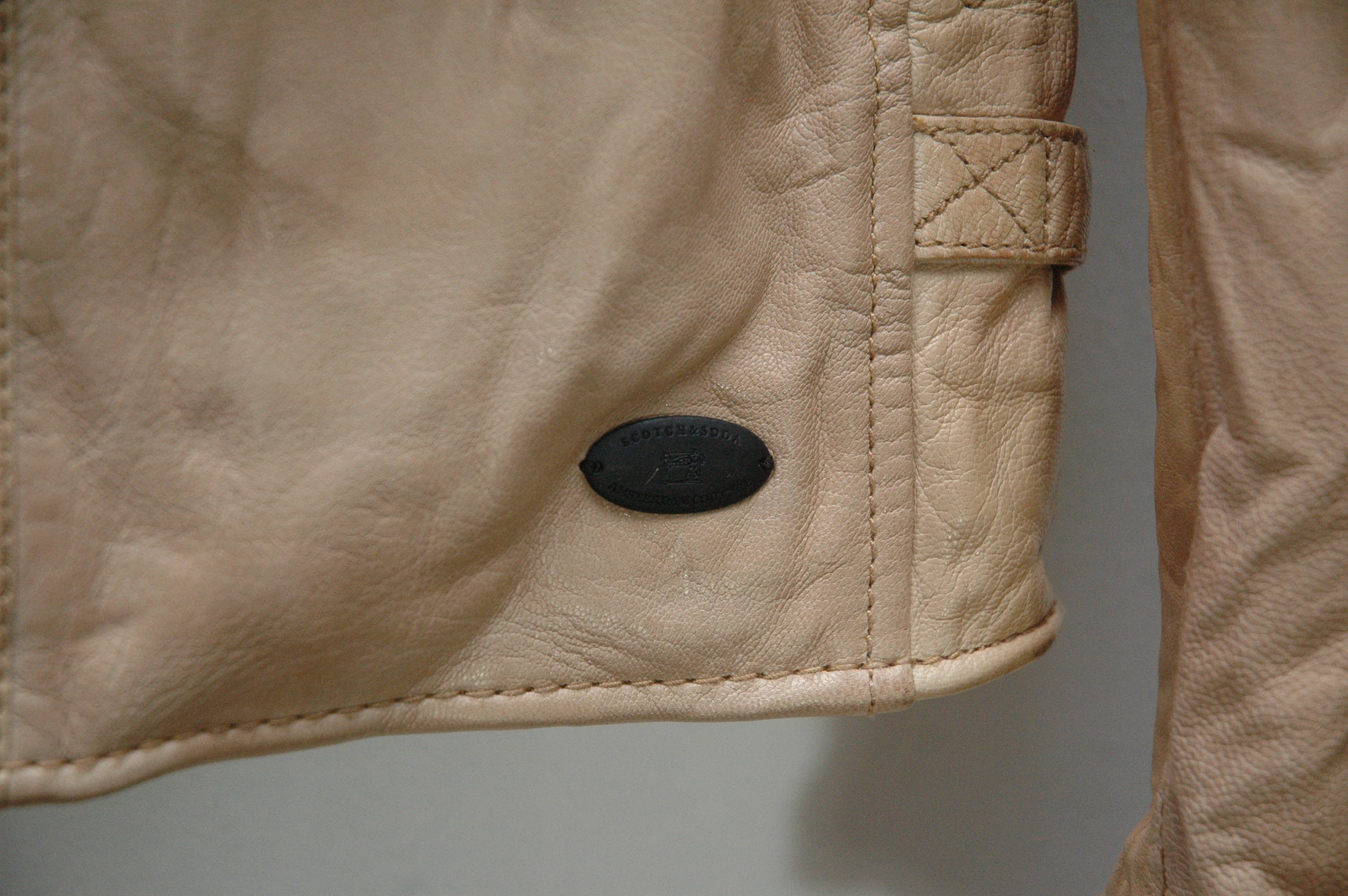 Scotch & Soda RRP 475$ NWT Scotch Soda Biker Leather Tan Jacket Size US XXL / EU 58 / 5 - 9 Thumbnail