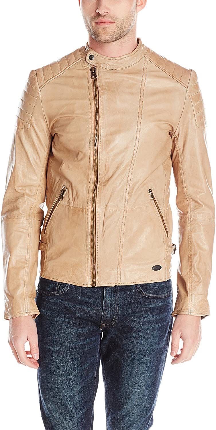 Scotch & Soda RRP 475$ NWT Scotch Soda Biker Leather Tan Jacket Size US XXL / EU 58 / 5 - 2 Thumbnail