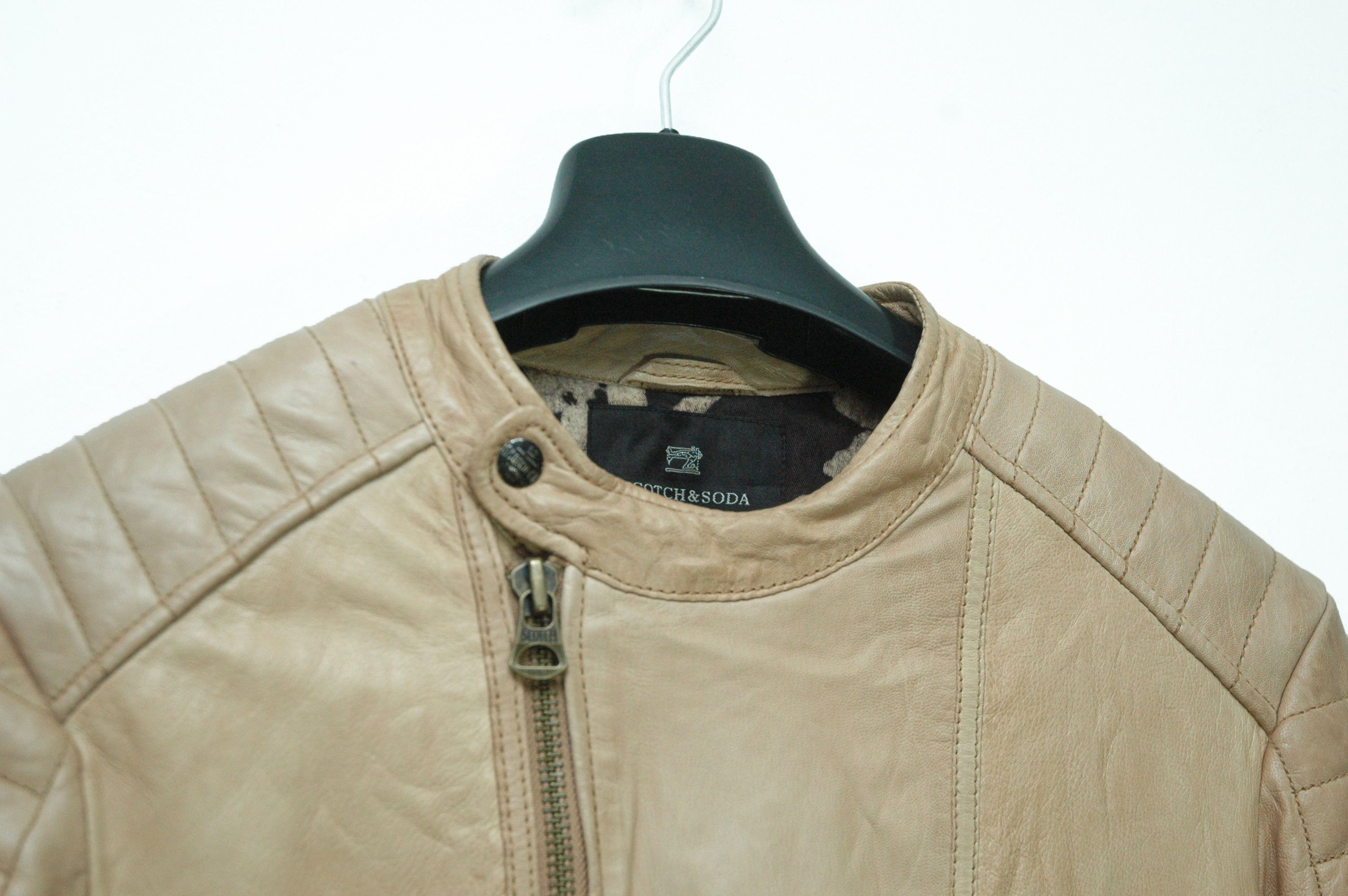 Scotch & Soda RRP 475$ NWT Scotch Soda Biker Leather Tan Jacket Size US XXL / EU 58 / 5 - 4 Thumbnail
