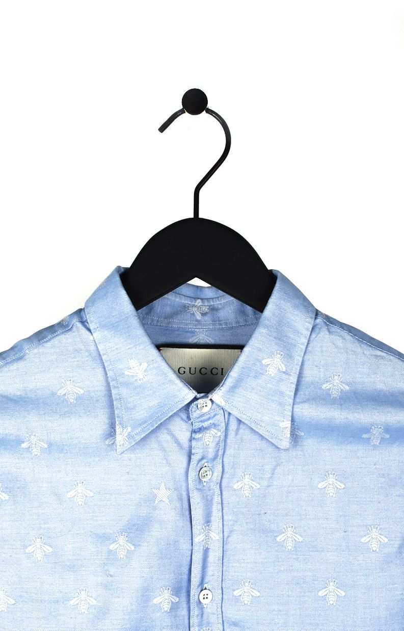 Gucci Gucci Men Embroidery Blue Shirt size 39/15.5 (M) Size US M / EU 48-50 / 2 - 2 Thumbnail
