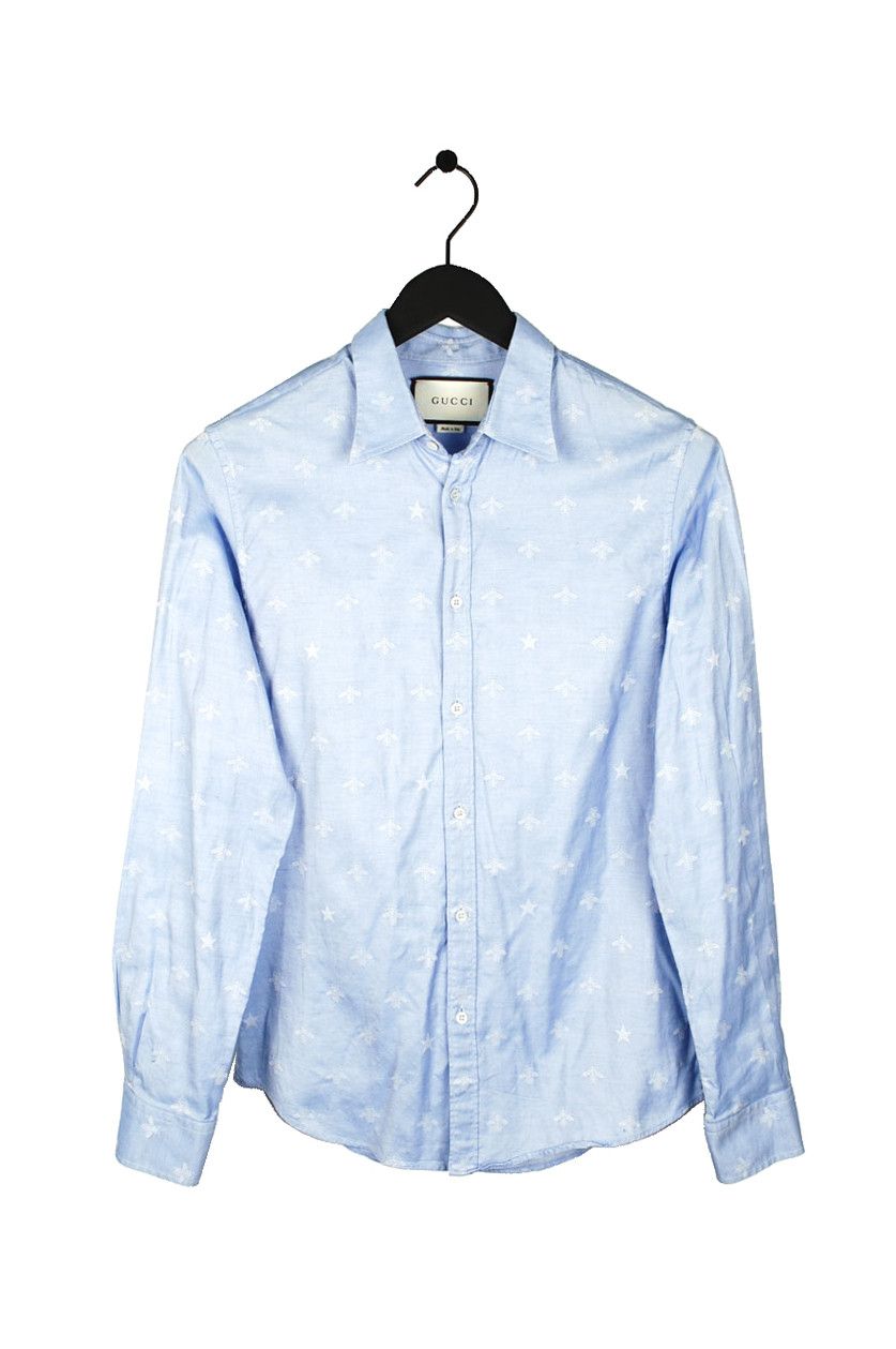 Gucci Gucci Men Embroidery Blue Shirt size 39/15.5 (M) Size US M / EU 48-50 / 2 - 1 Thumbnail