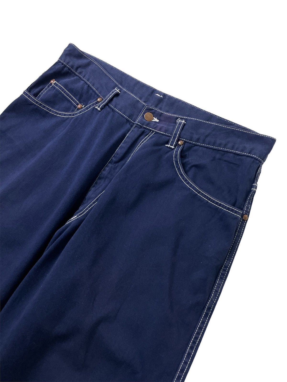 Comme des Garcons Homme × Rei Kawakubo 🔥Classic CDG Homme Baggy Dark Blue Cotton Pants Size US 31 - 3 Thumbnail