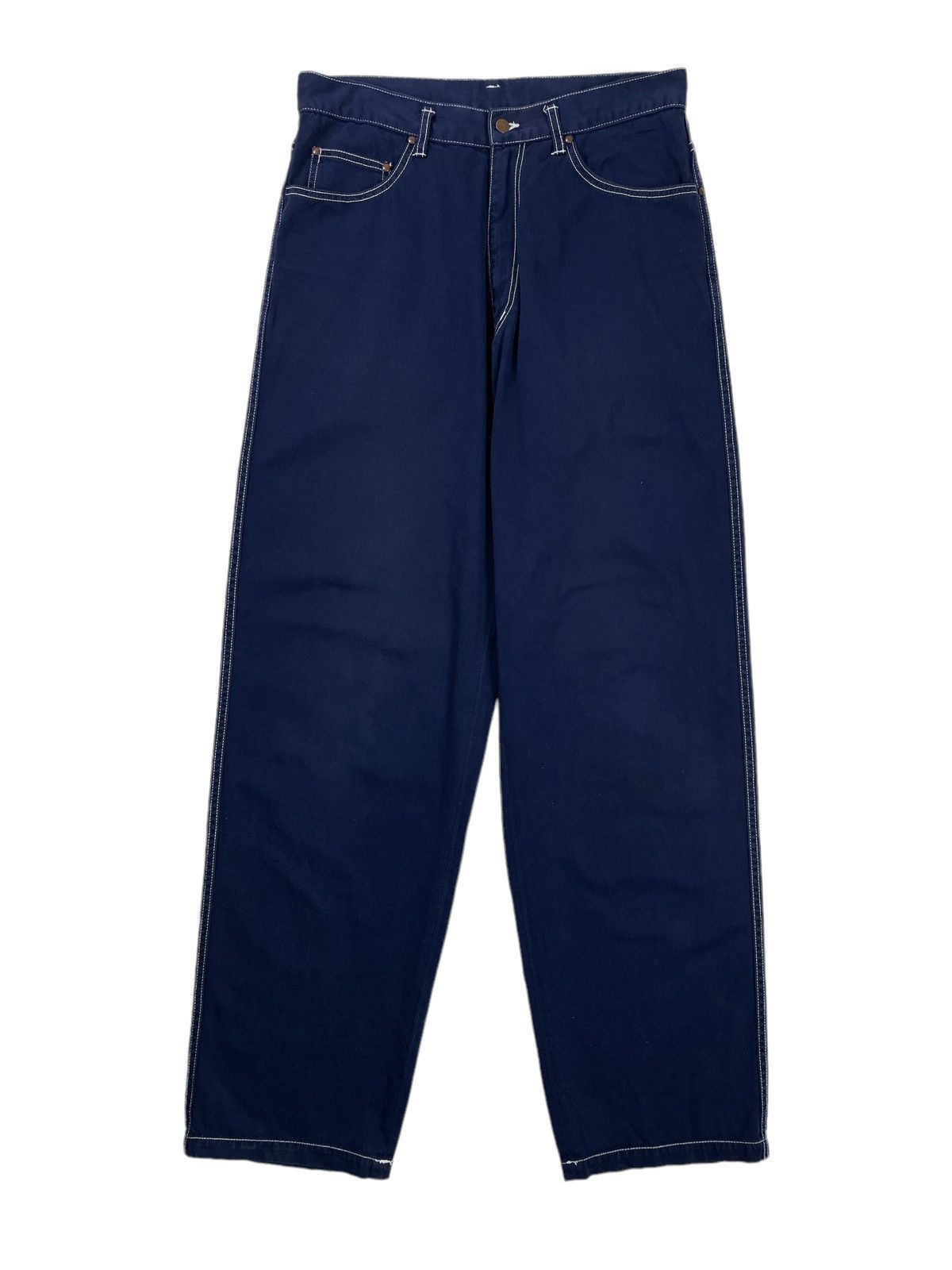 Comme des Garcons Homme × Rei Kawakubo 🔥Classic CDG Homme Baggy Dark Blue Cotton Pants Size US 31 - 2 Thumbnail