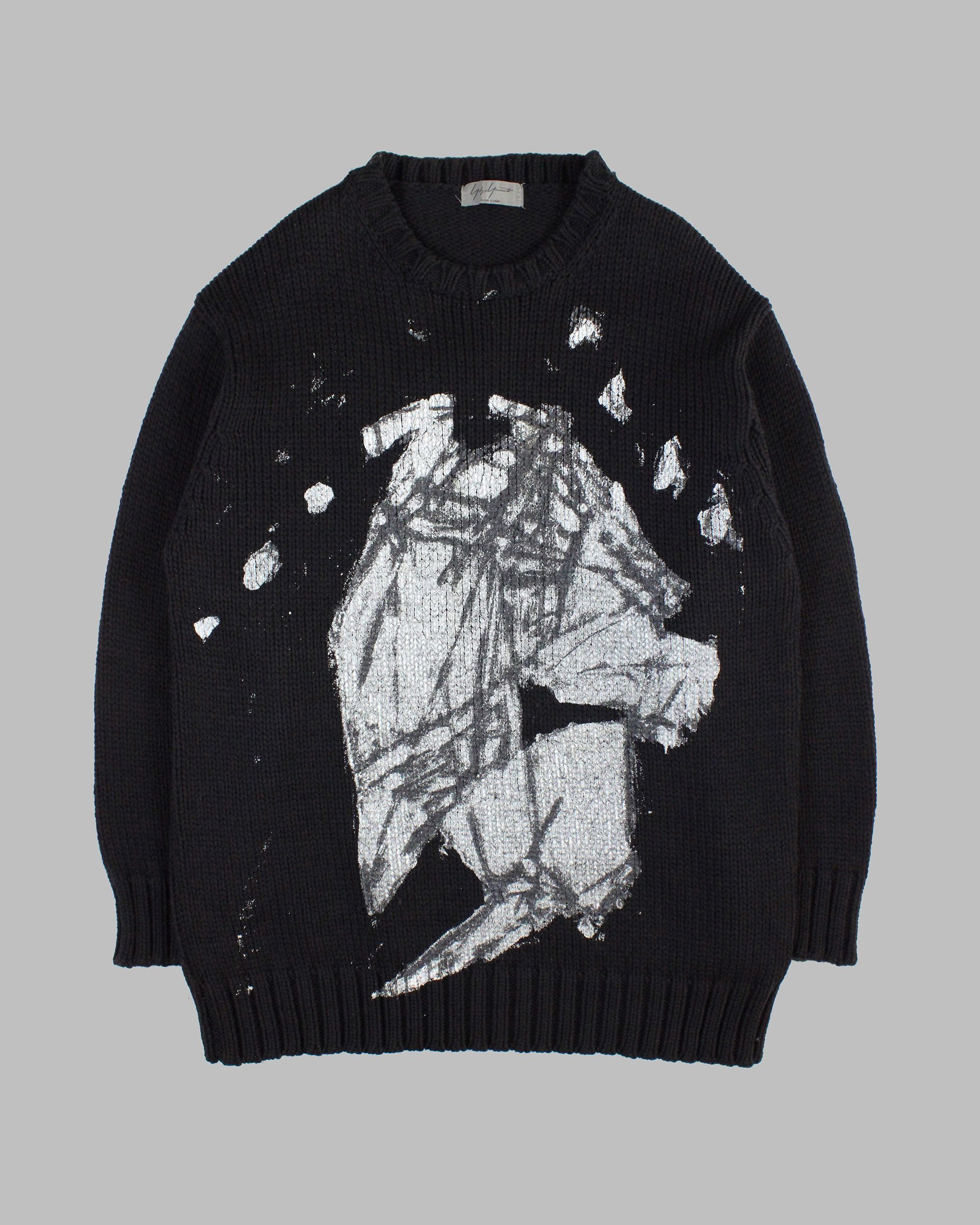 Pre-owned Yohji Yamamoto Aw04 Hand-painted Oversized Sweater In Black