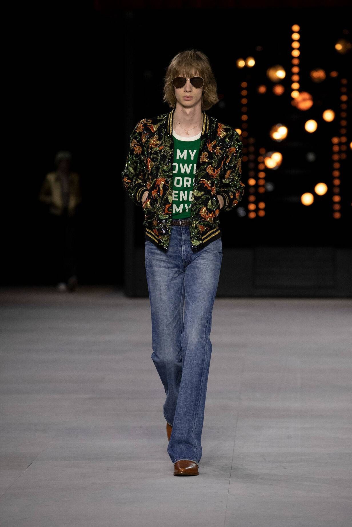 Celine × Hedi Slimane Teddy Jacket With Angels Trumpets Sequins Embroidery Size US M / EU 48-50 / 2 - 1 Thumbnail
