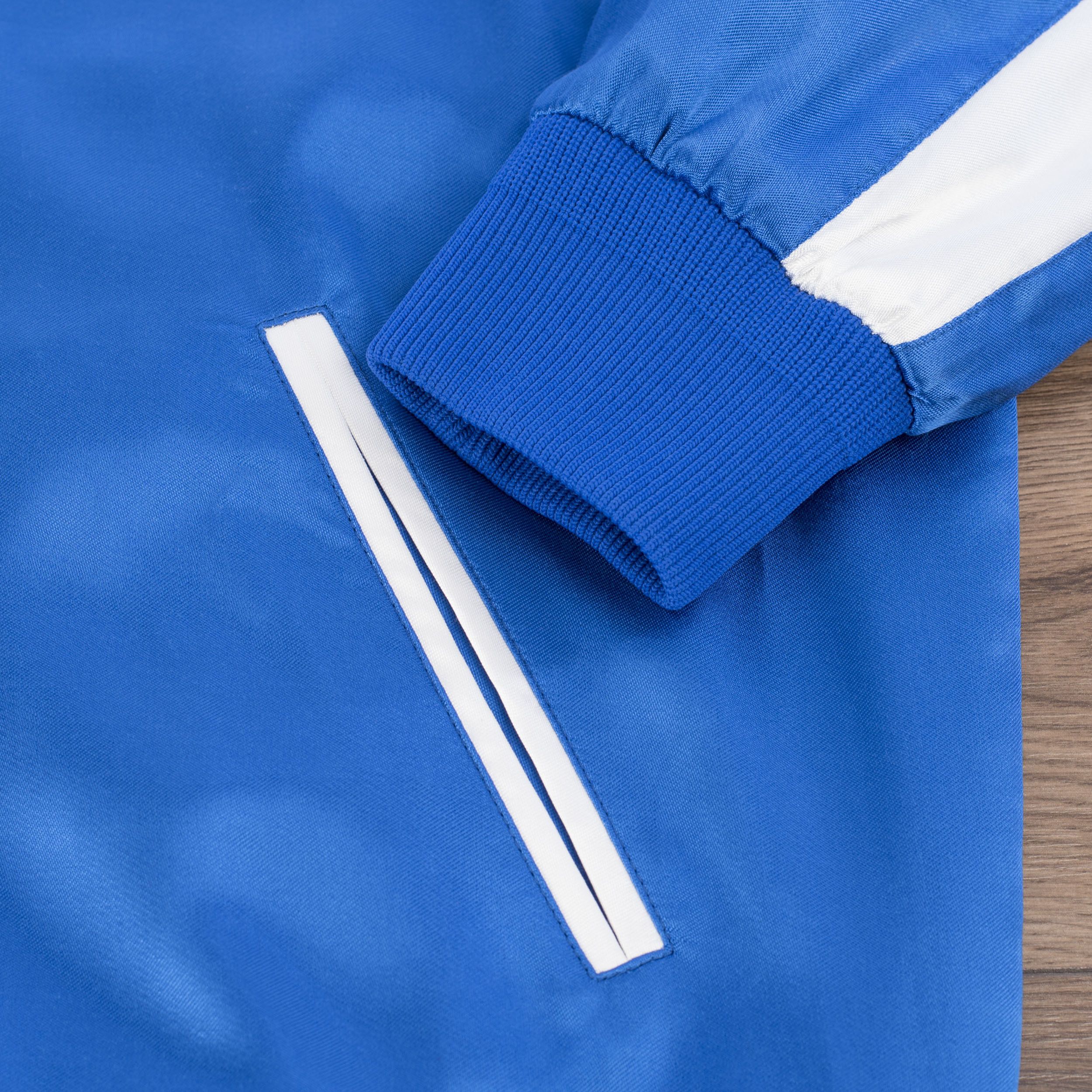 Celine × Hedi Slimane Electric Blue Teddy Jacket In Logo Embroidered Satin Size US S / EU 44-46 / 1 - 11 Thumbnail