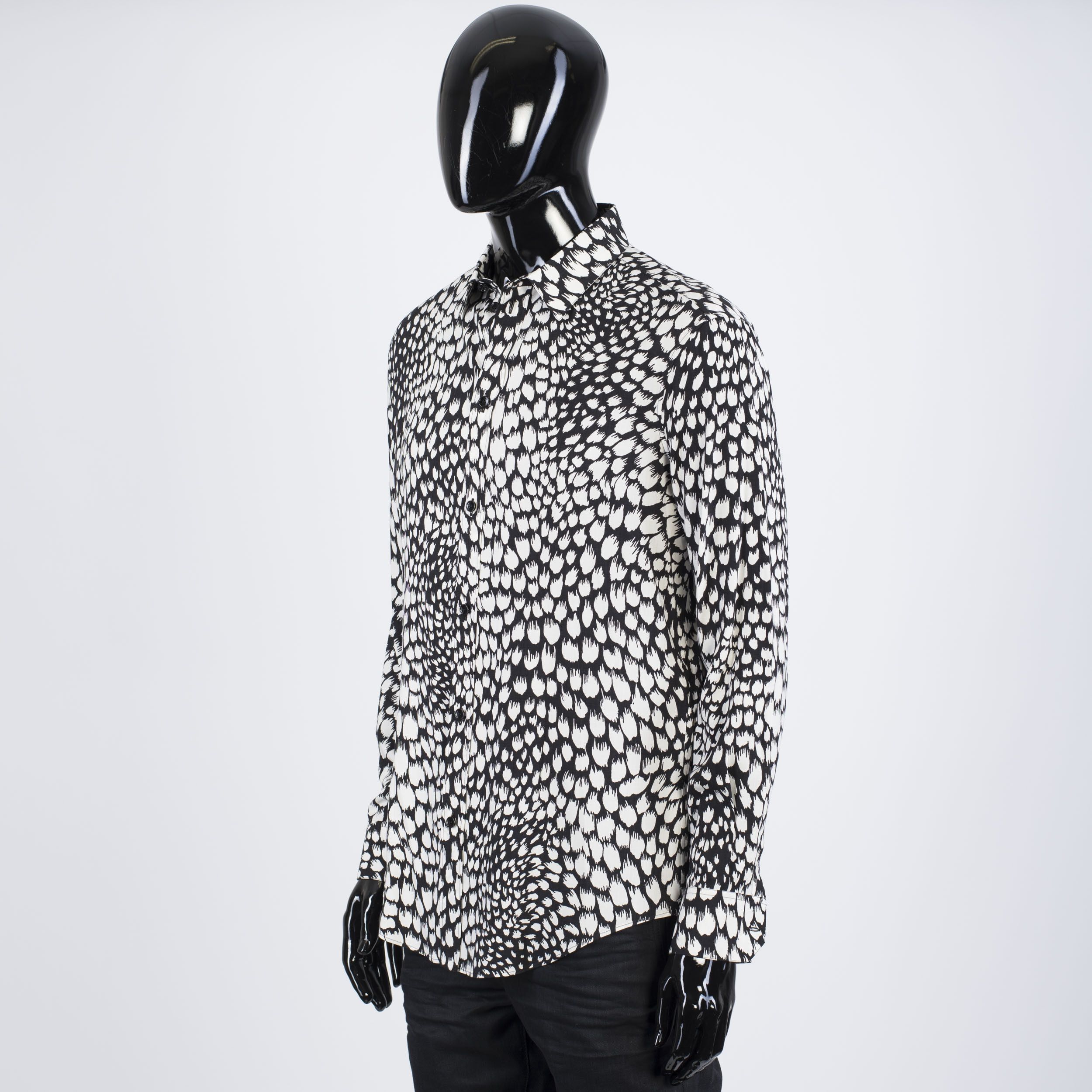 Celine × Hedi Slimane Classic Shirt In Animal Print Viscose Size US S / EU 44-46 / 1 - 2 Thumbnail