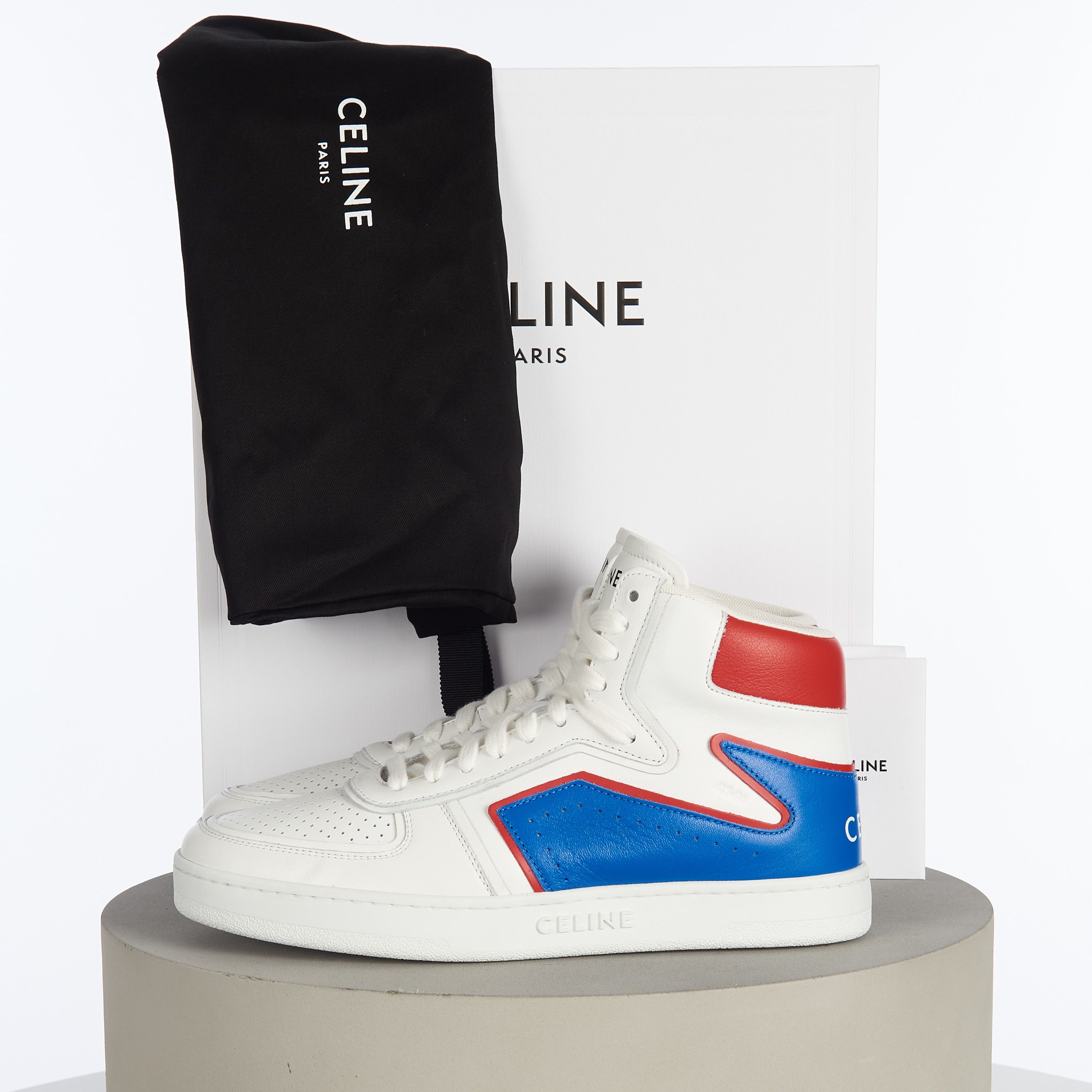 Celine × Hedi Slimane "Z" Trainer CT-01 In Optic White/Red/Blue Calfskin Size US 9 / EU 42 - 12 Thumbnail