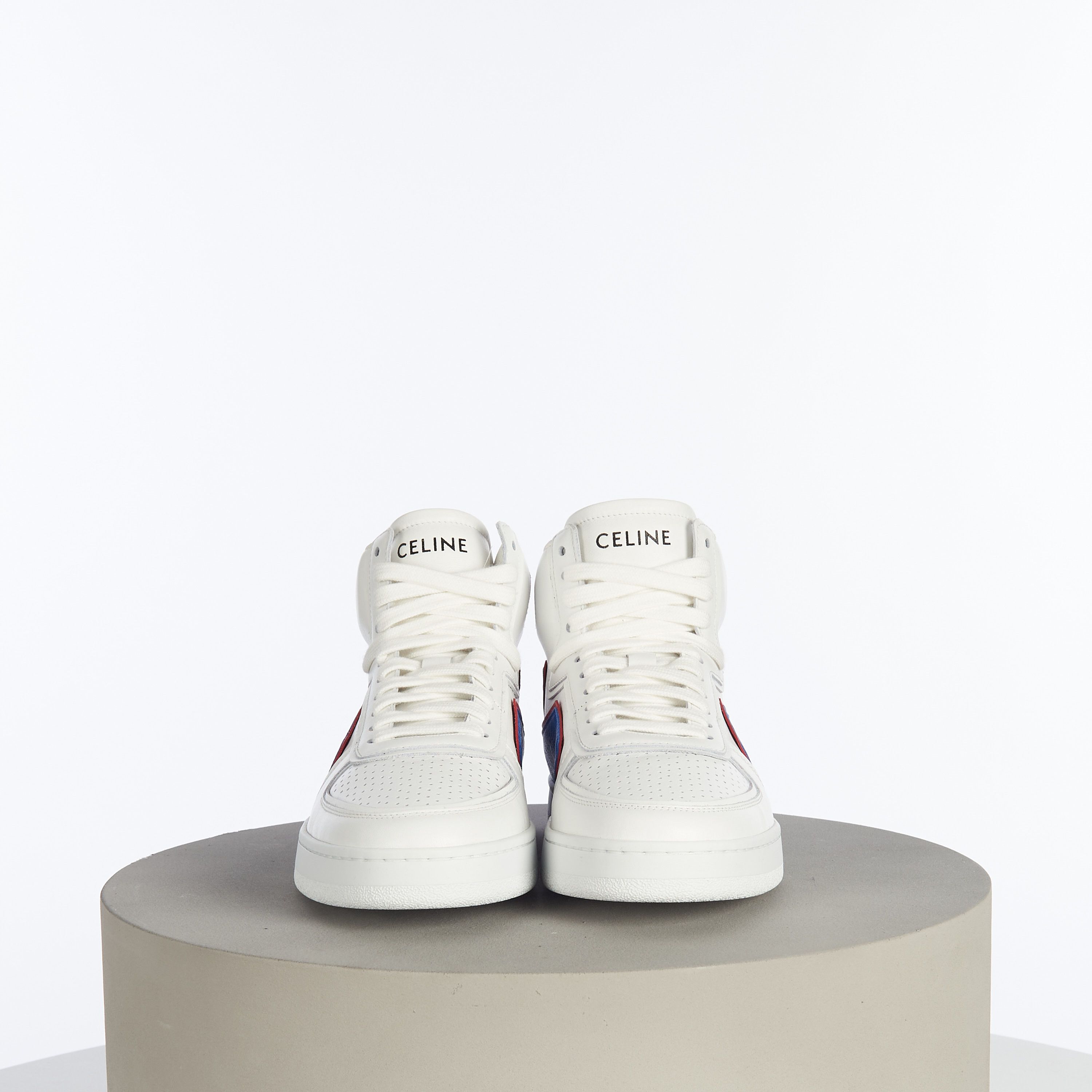 Celine × Hedi Slimane "Z" Trainer CT-01 In Optic White/Red/Blue Calfskin Size US 9 / EU 42 - 3 Thumbnail
