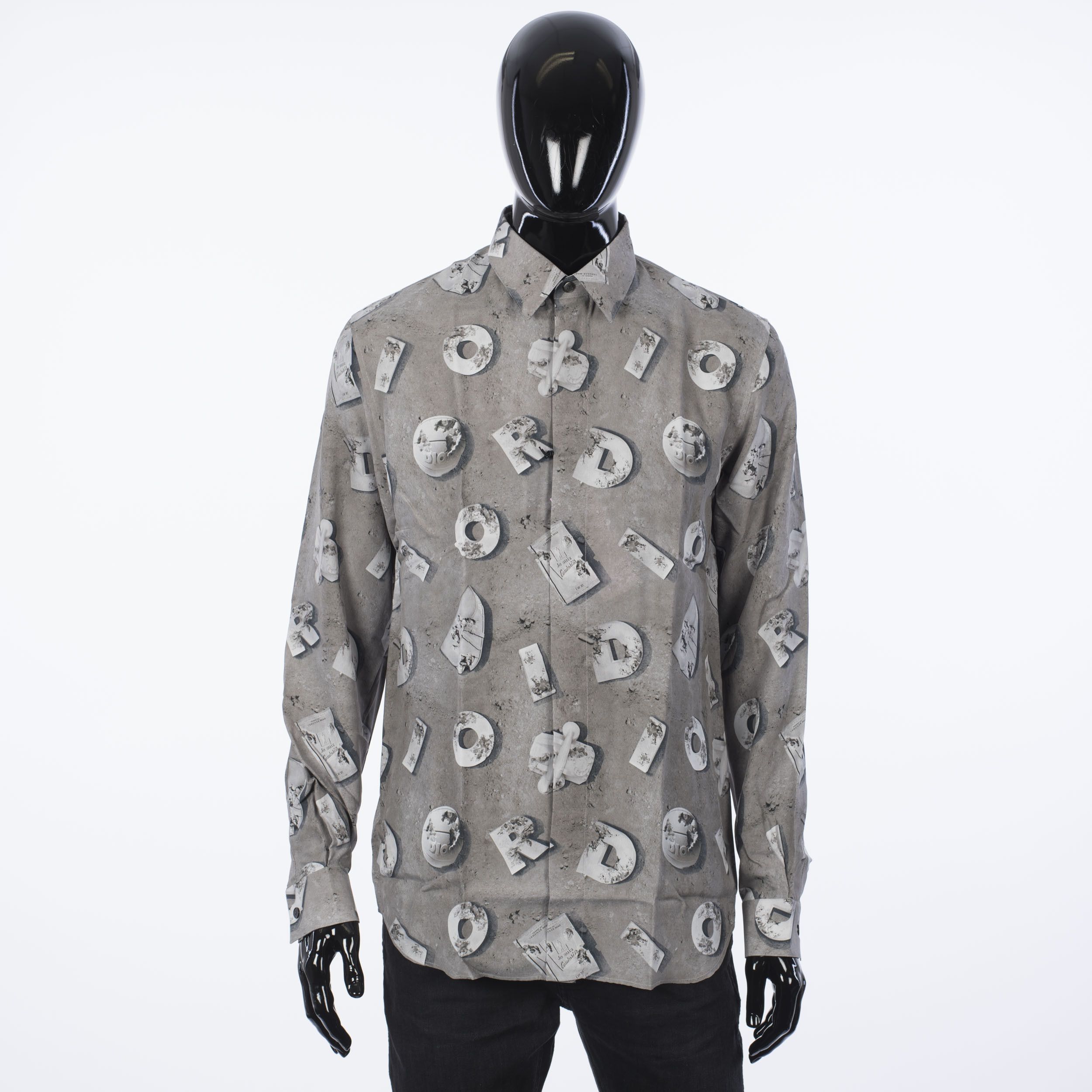 Daniel Arsham × Dior SS20 Gray Technical Canvas Dior Letters Dress Shirt Size US M / EU 48-50 / 2 - 1 Thumbnail