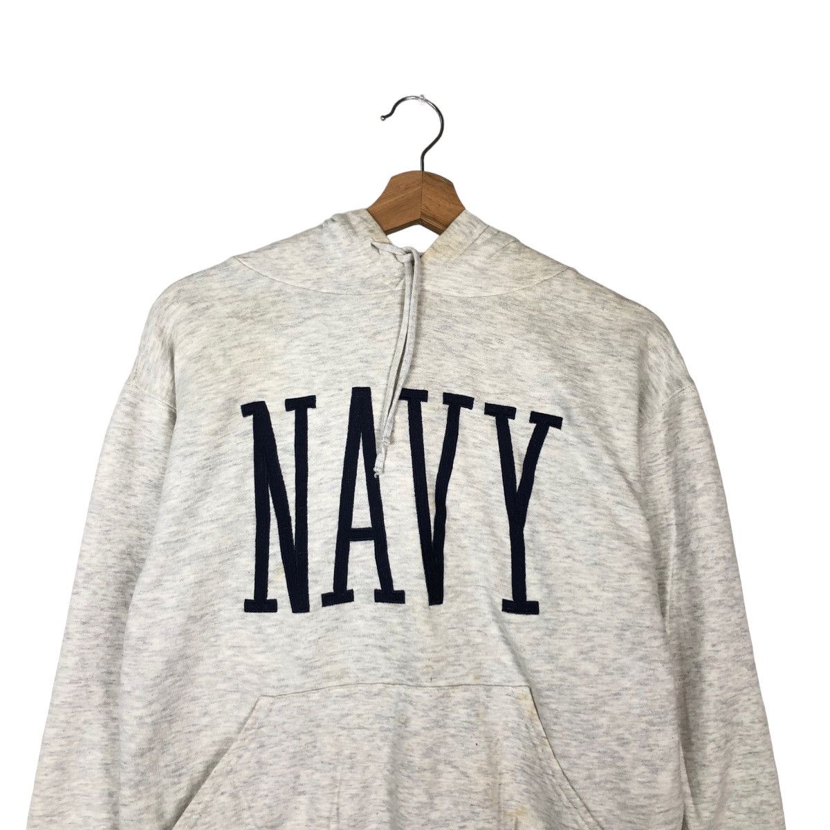 Japanese Brand VINTAGE HOODIE USA MADE BIG LOGO NAVY SPELL OUT Size US M / EU 48-50 / 2 - 2 Thumbnail