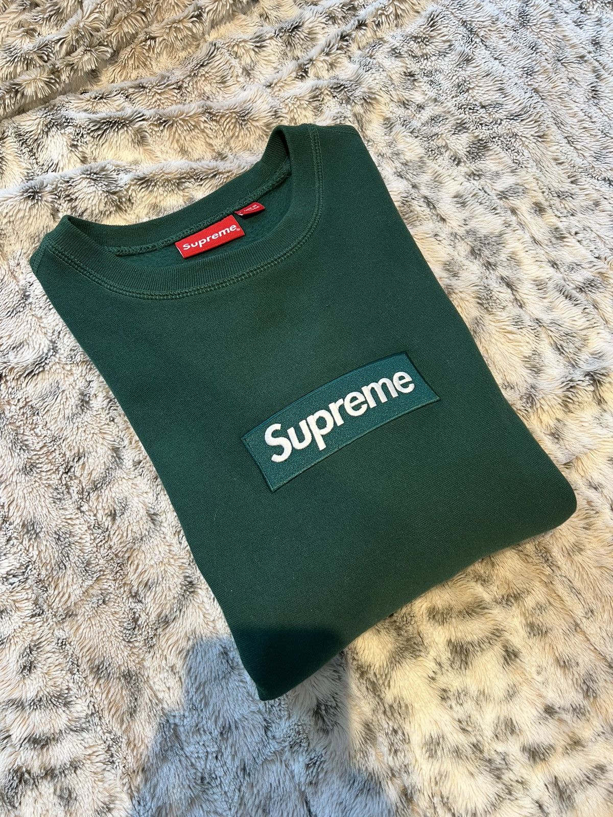 Supreme Supreme Pine Green Box Logo Sweatshirt (FW18) | Grailed