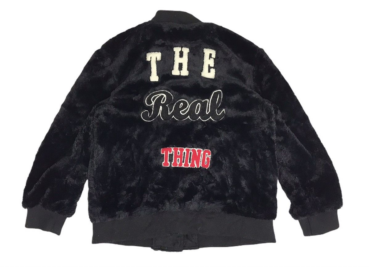 image of Forever 21 The Real Thing 96 Movie Crime Film Fleece Fluffy Jacket in Black, Men's (Size Large)
