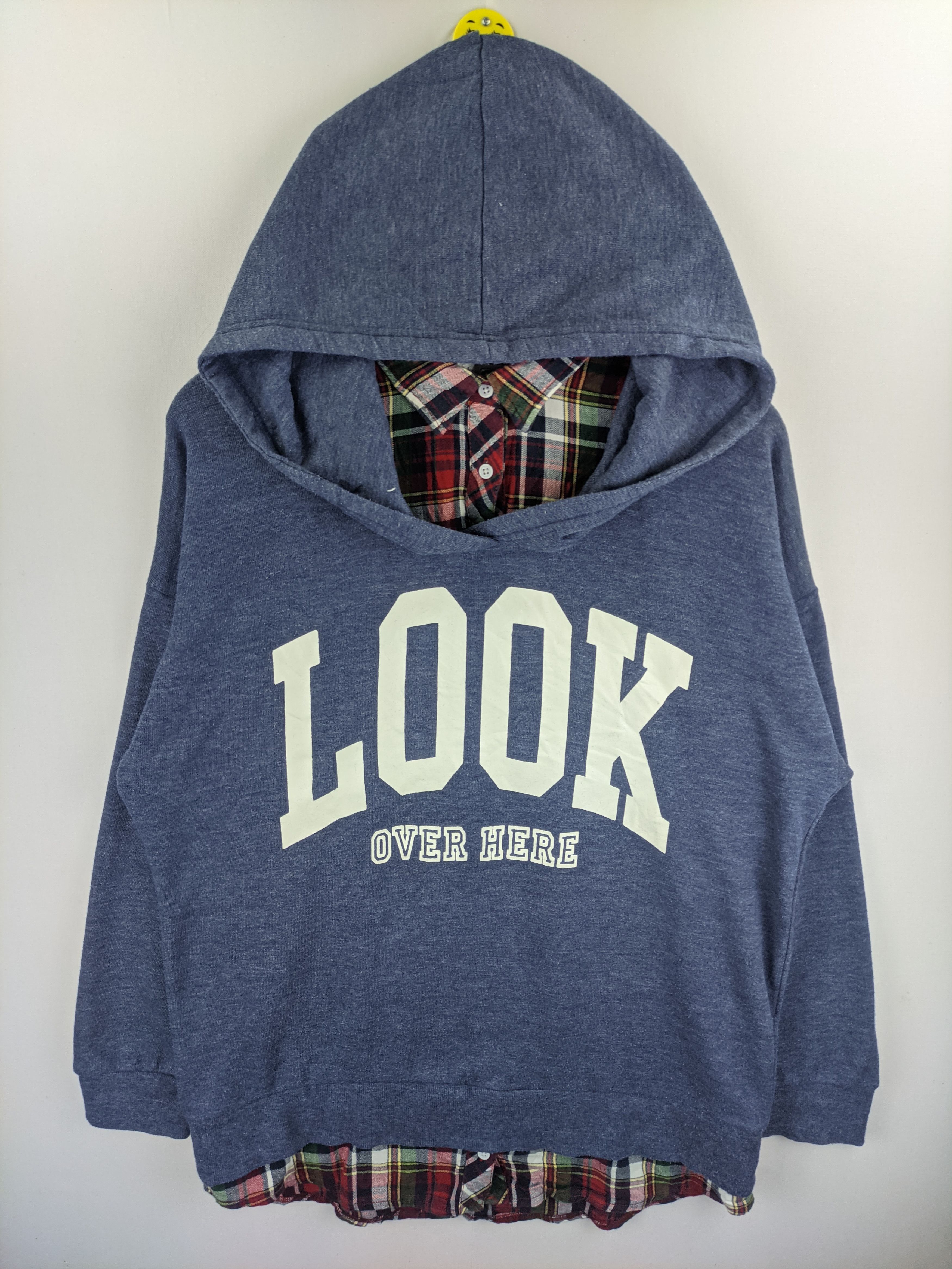 image of Stealshoodie Pullover With Flannel Style in Blue, Men's (Size Medium)