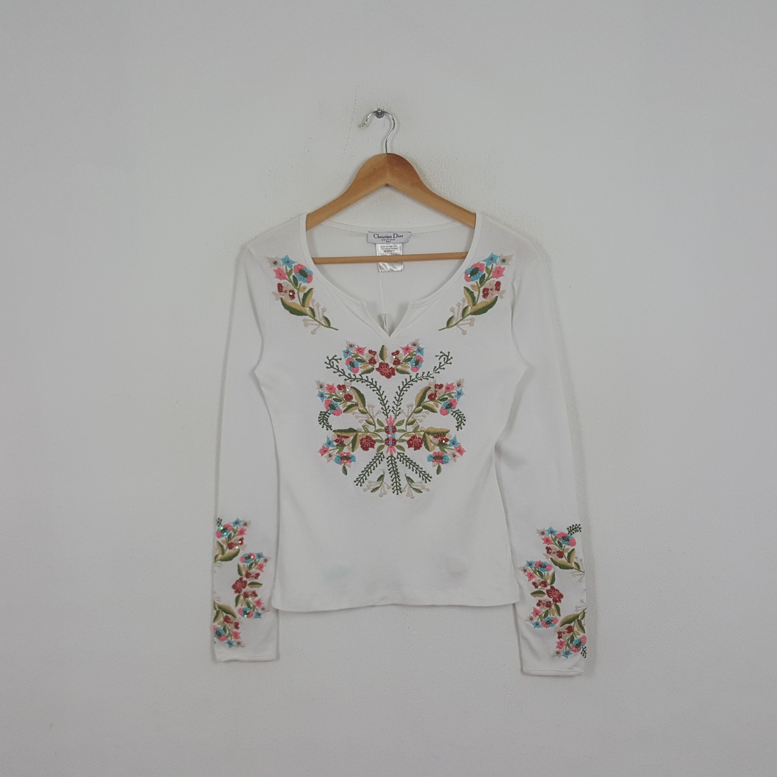 Vintage Christian Dior Italian Brand Long Sleeve Tshirt