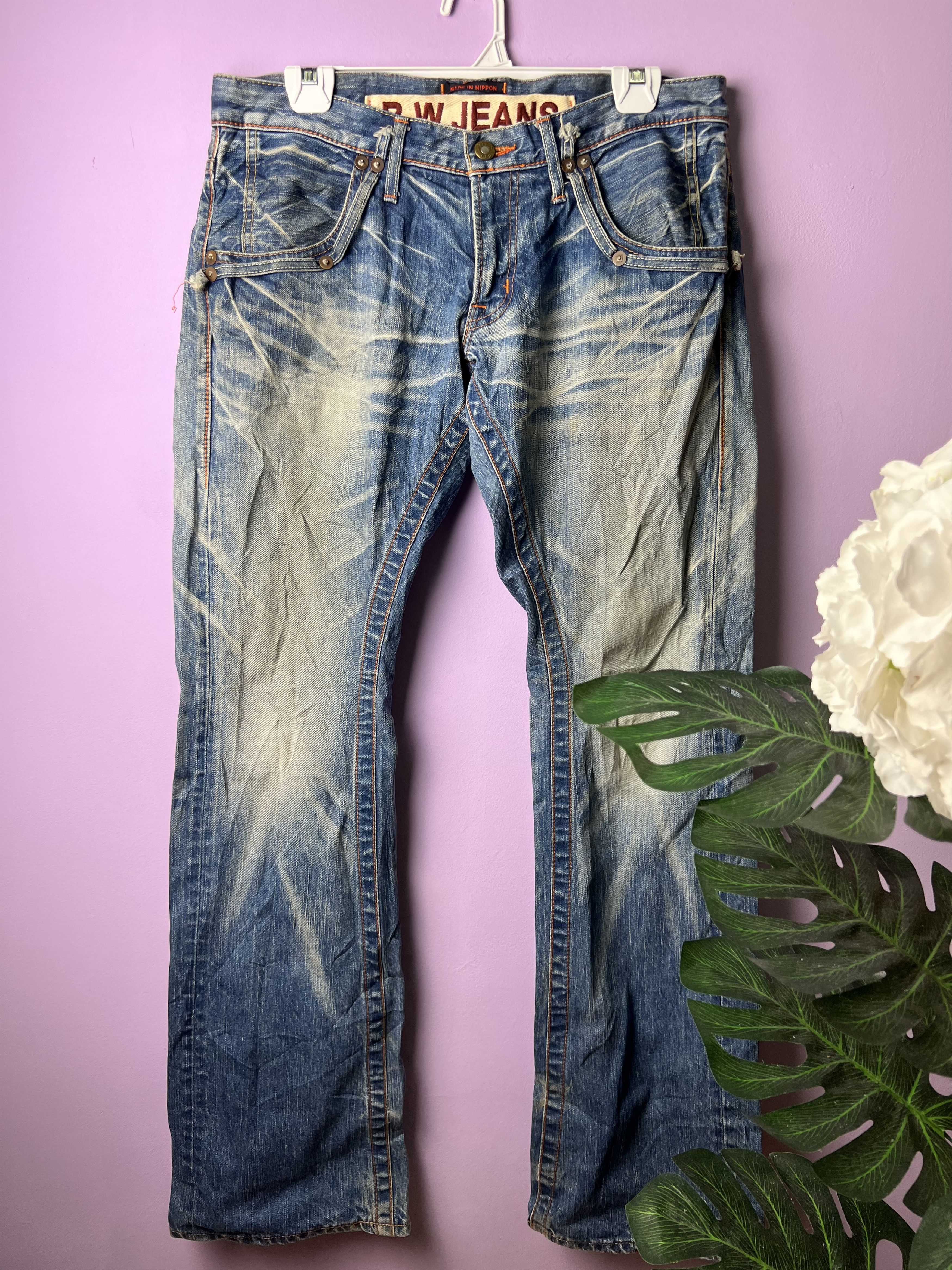Japanese Brand 🔥Rare Vintage Blue Way Flared Distressed Denim Size US 34 / EU 50 - 2 Thumbnail