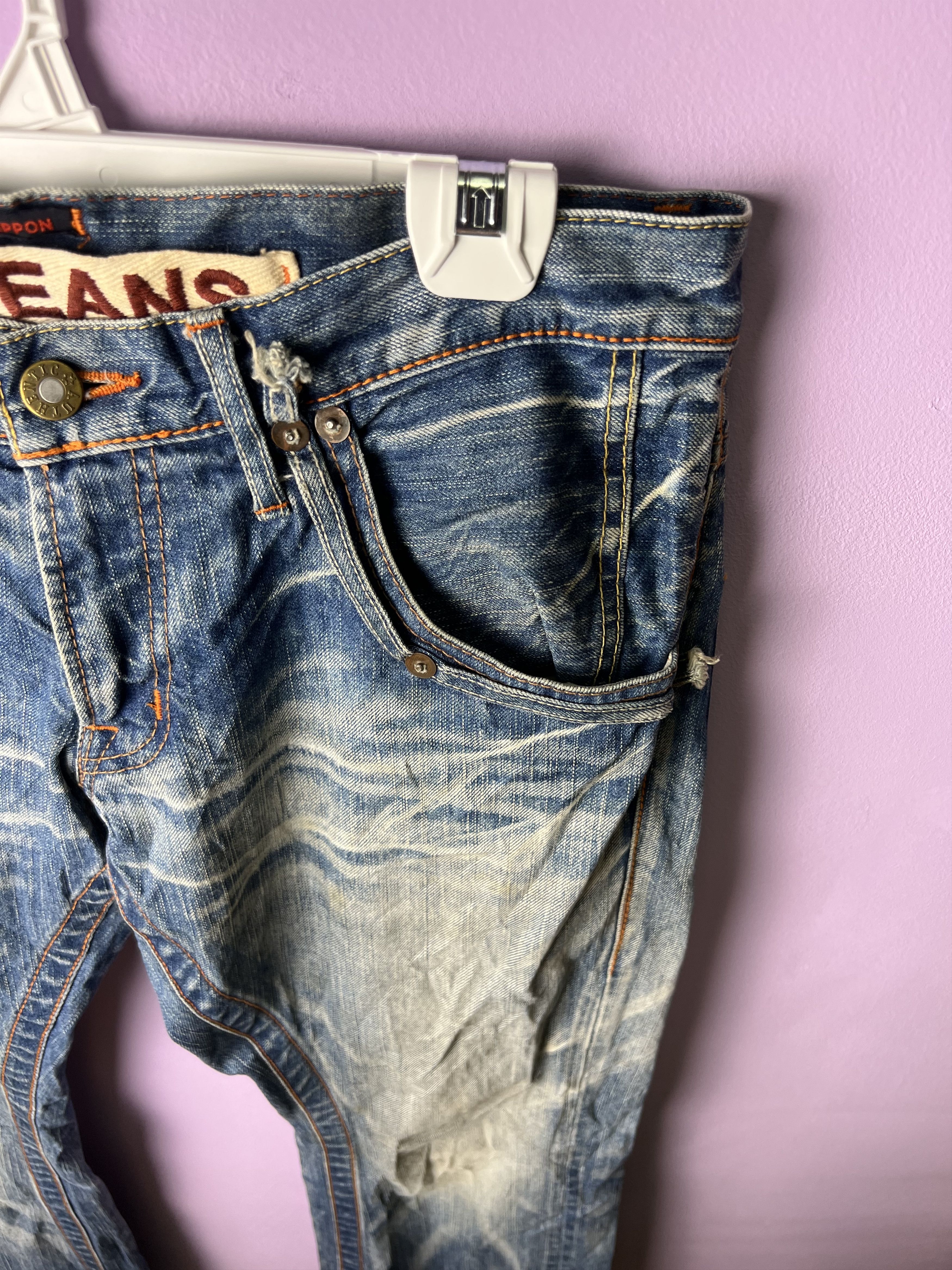 Japanese Brand 🔥Rare Vintage Blue Way Flared Distressed Denim Size US 34 / EU 50 - 5 Thumbnail