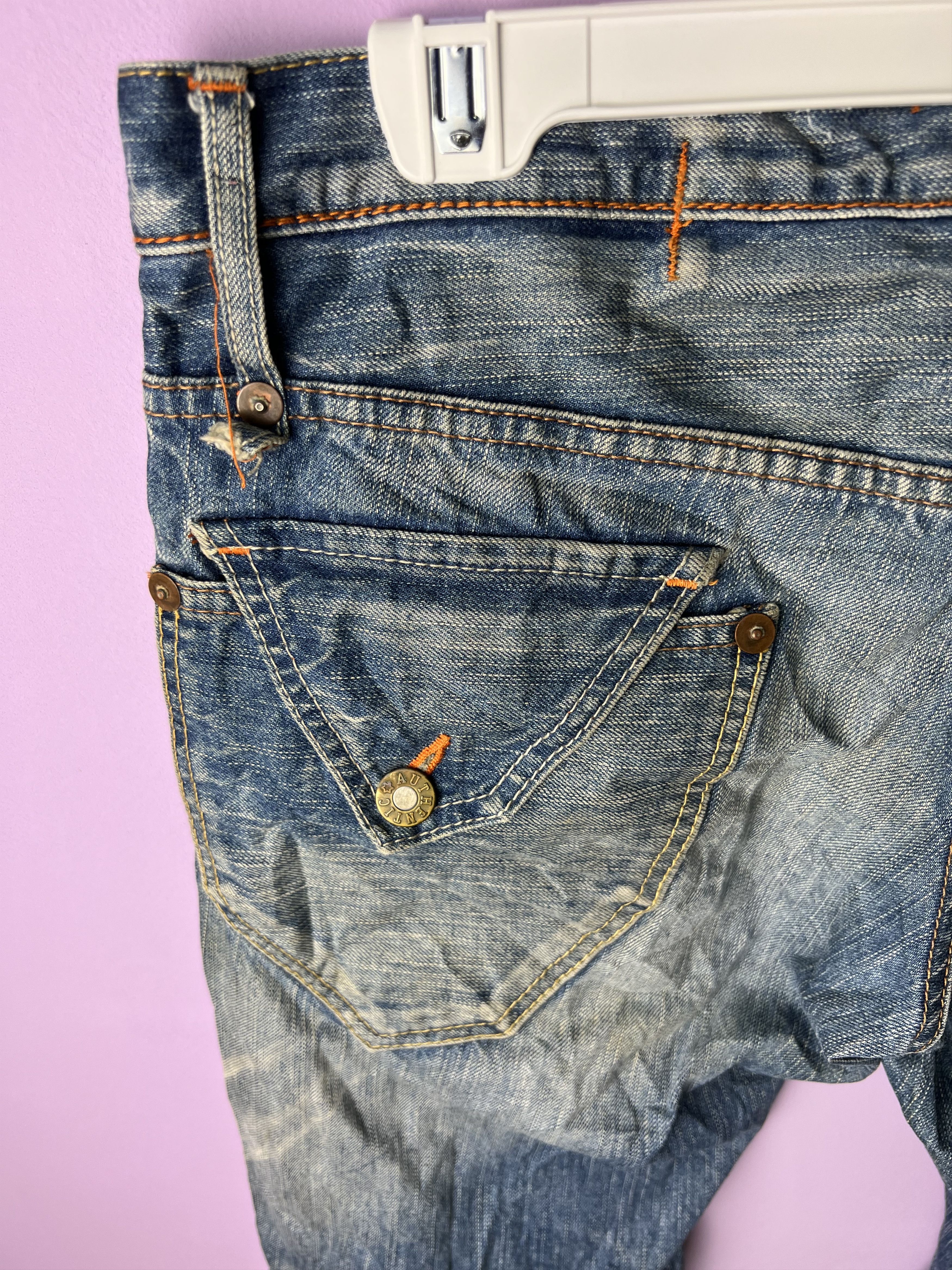 Japanese Brand 🔥Rare Vintage Blue Way Flared Distressed Denim Size US 34 / EU 50 - 12 Thumbnail