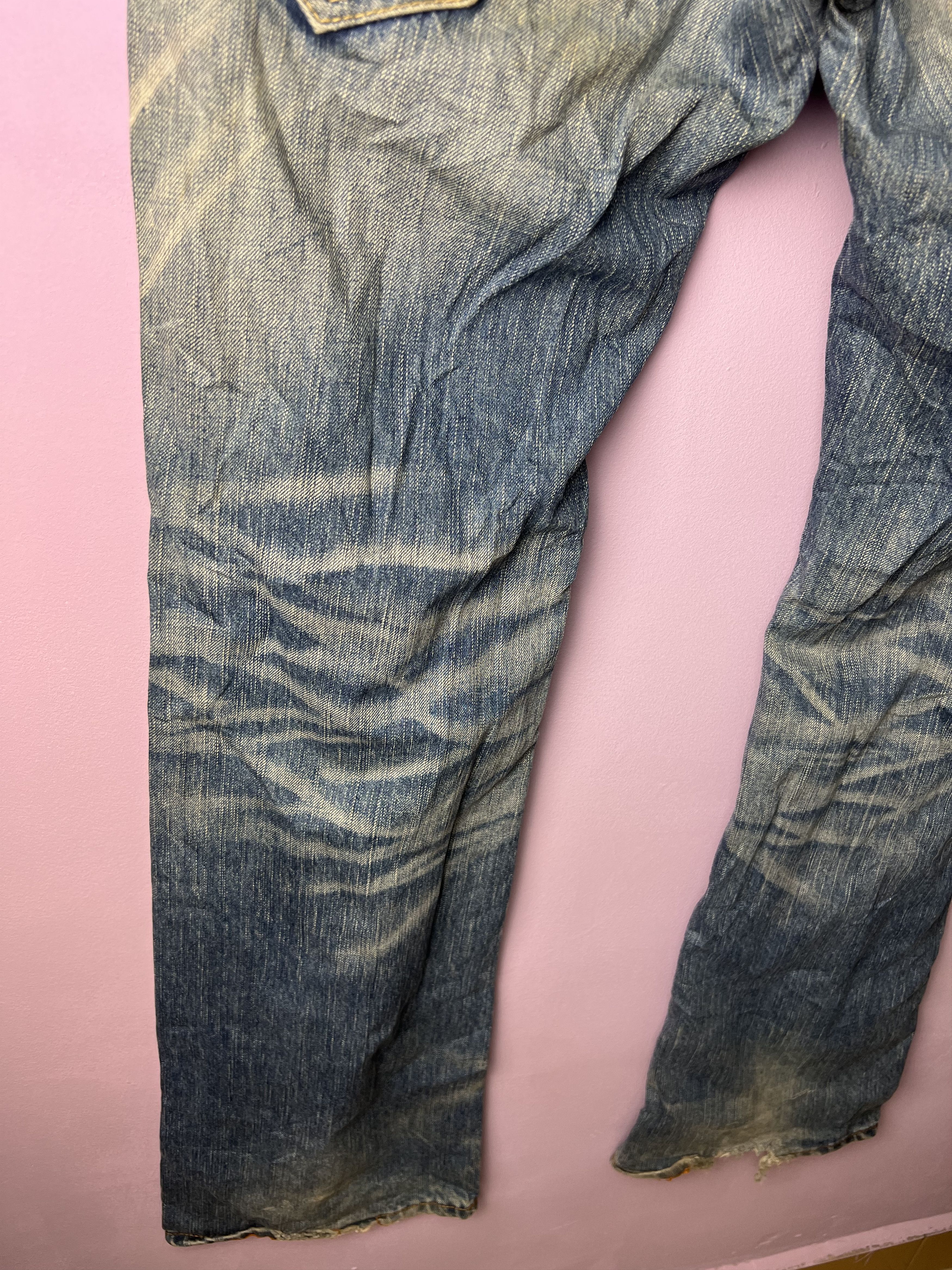 Japanese Brand 🔥Rare Vintage Blue Way Flared Distressed Denim Size US 34 / EU 50 - 15 Thumbnail