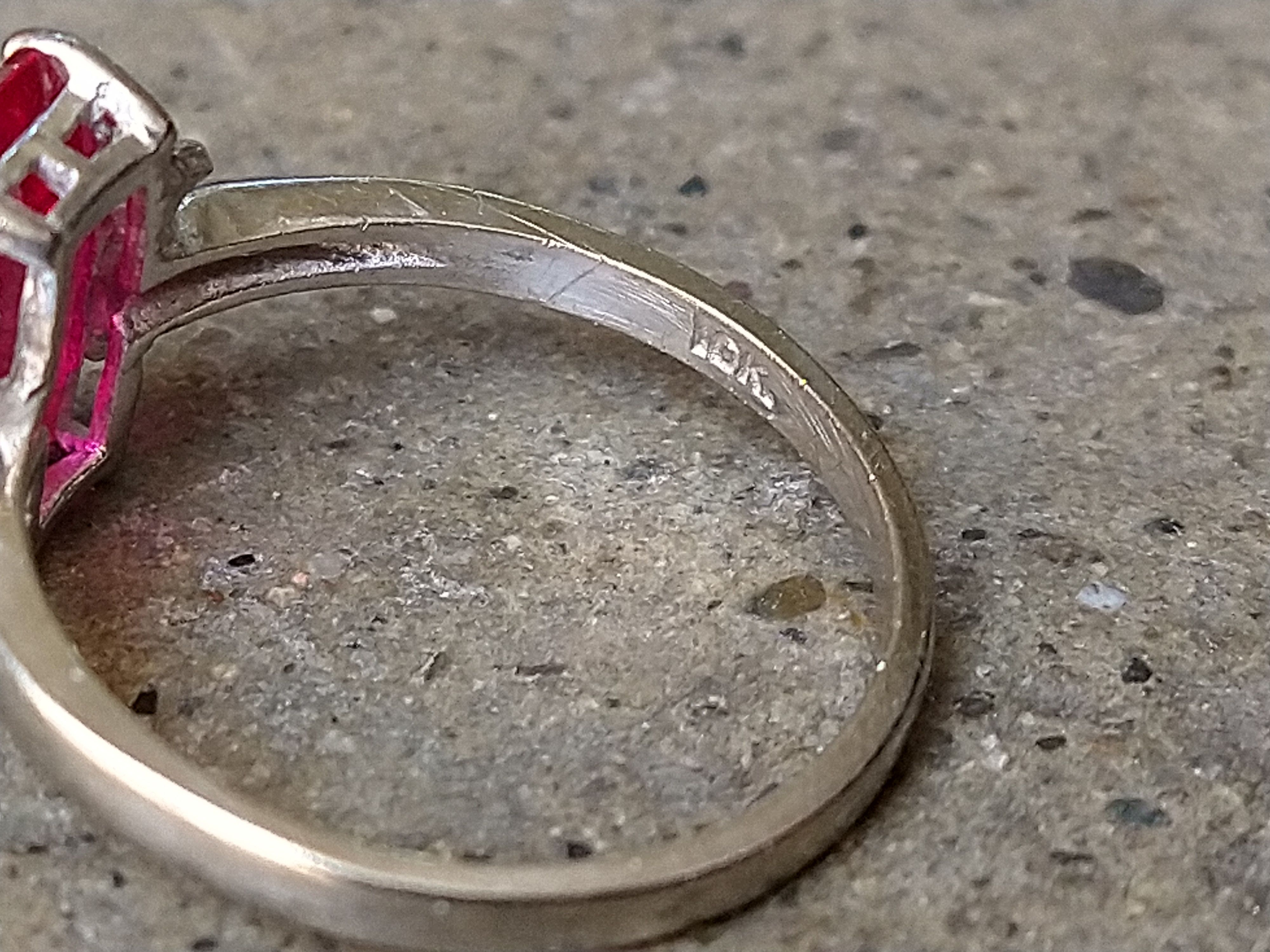 Jewelry × Vintage 10k White Gold Ring Lab Pink Ruby Size 5.75 Rectangle Size ONE SIZE - 9 Thumbnail