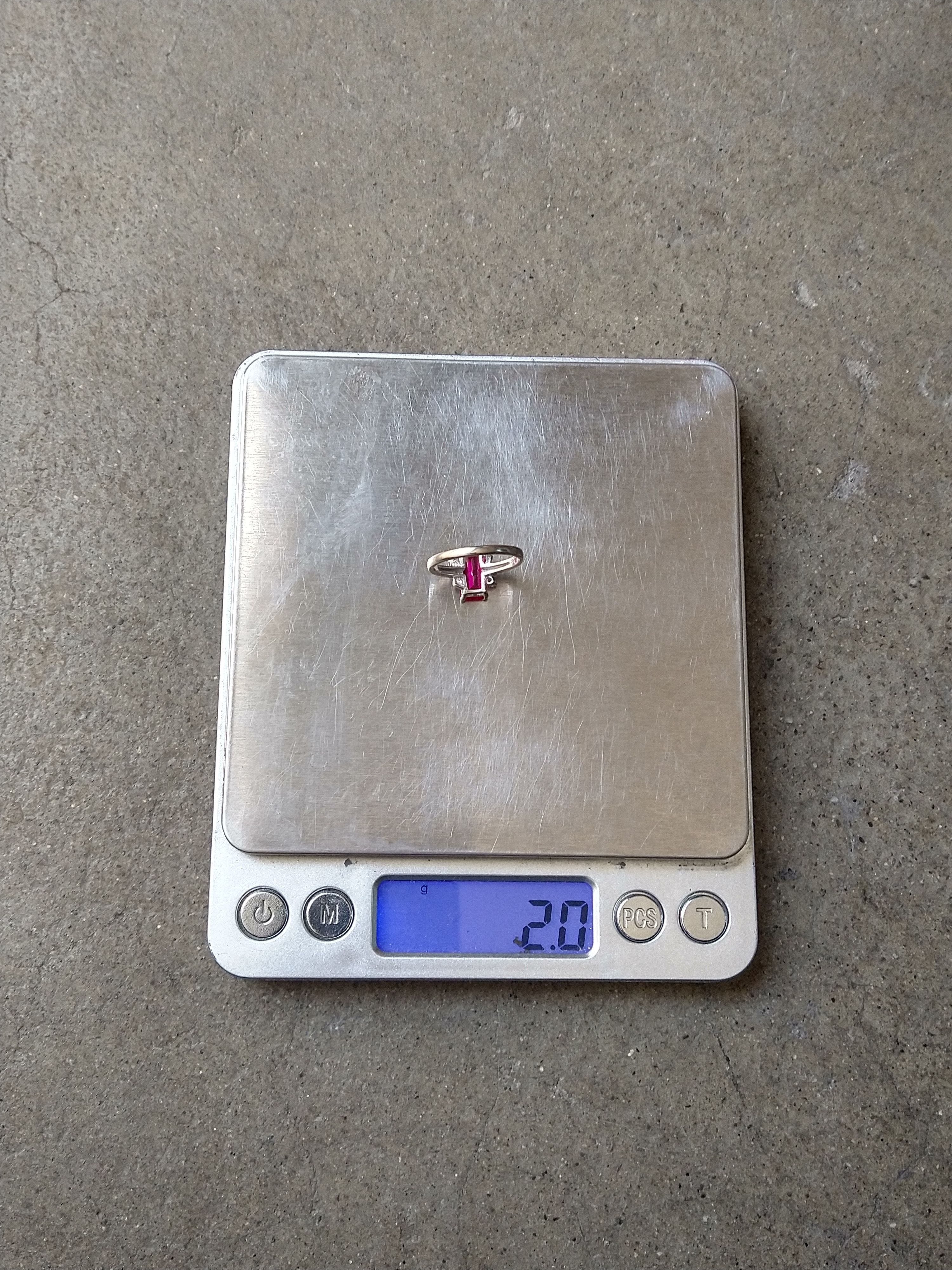 Jewelry × Vintage 10k White Gold Ring Lab Pink Ruby Size 5.75 Rectangle Size ONE SIZE - 14 Thumbnail