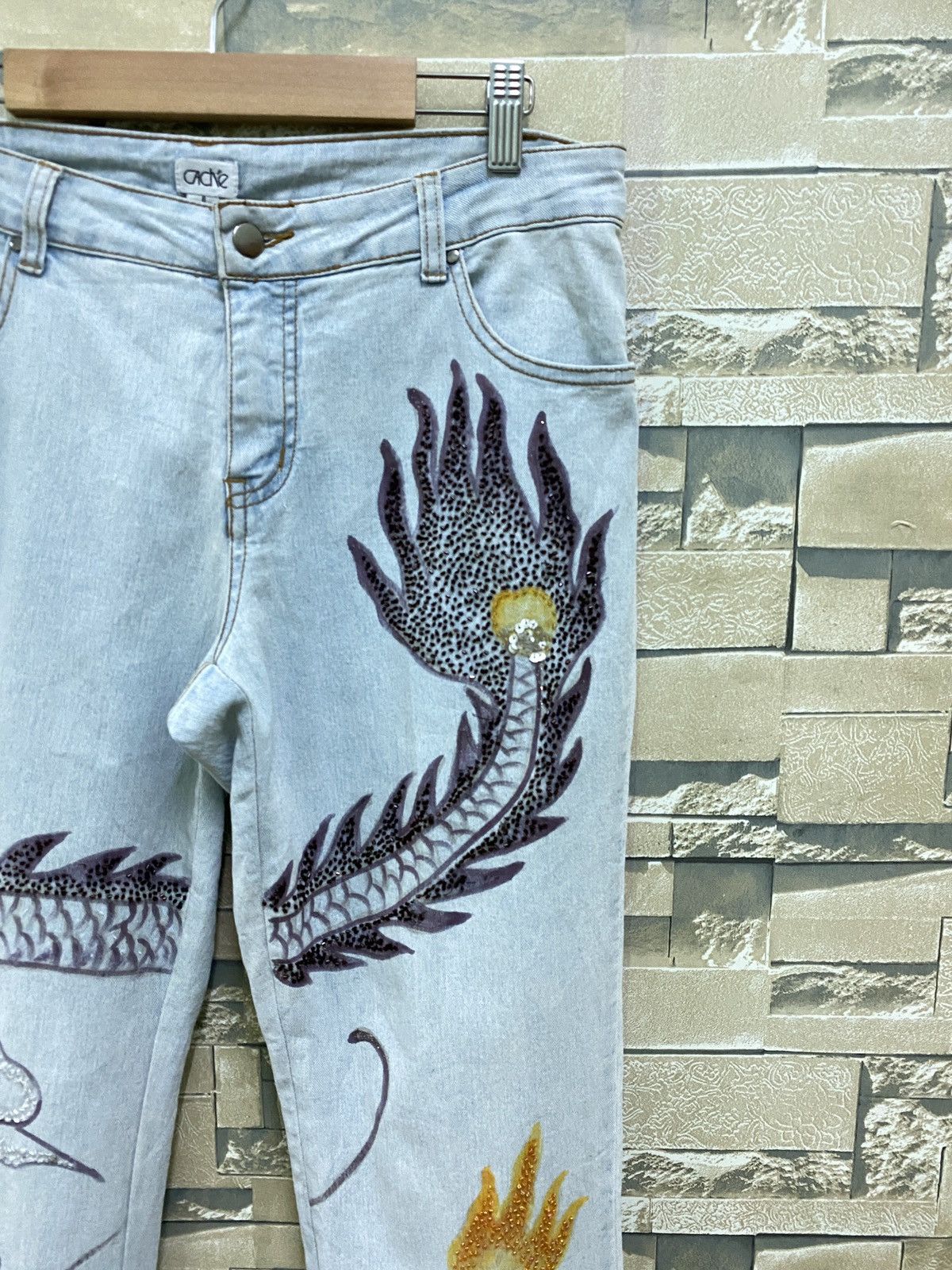 Other CACHE Dragon Custom Bead Scretch Bootcut Flared Denim Pant Size US 30 / EU 46 - 5 Thumbnail