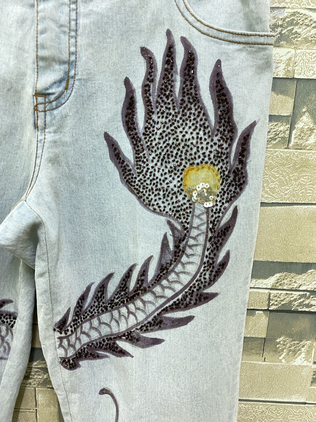 Other CACHE Dragon Custom Bead Scretch Bootcut Flared Denim Pant Size US 30 / EU 46 - 10 Thumbnail