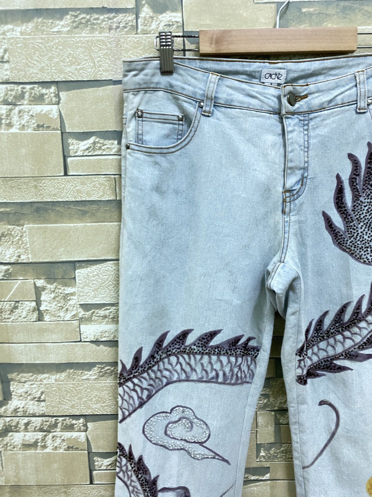 Other CACHE Dragon Custom Bead Scretch Bootcut Flared Denim Pant Size US 30 / EU 46 - 4 Thumbnail