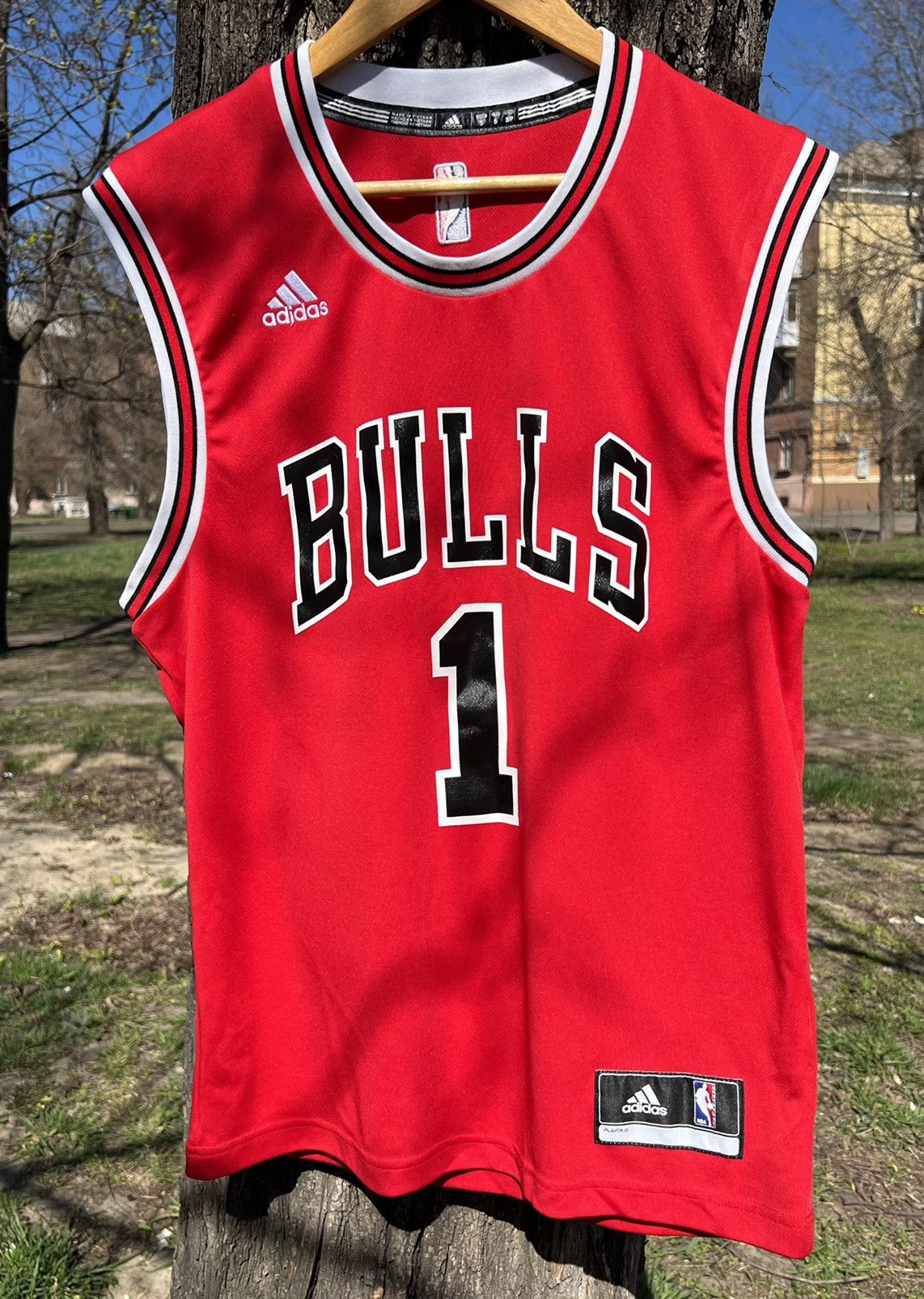 古着 adidas NBA Chicago BULLS ブルズ No1 「ROSE」 光沢