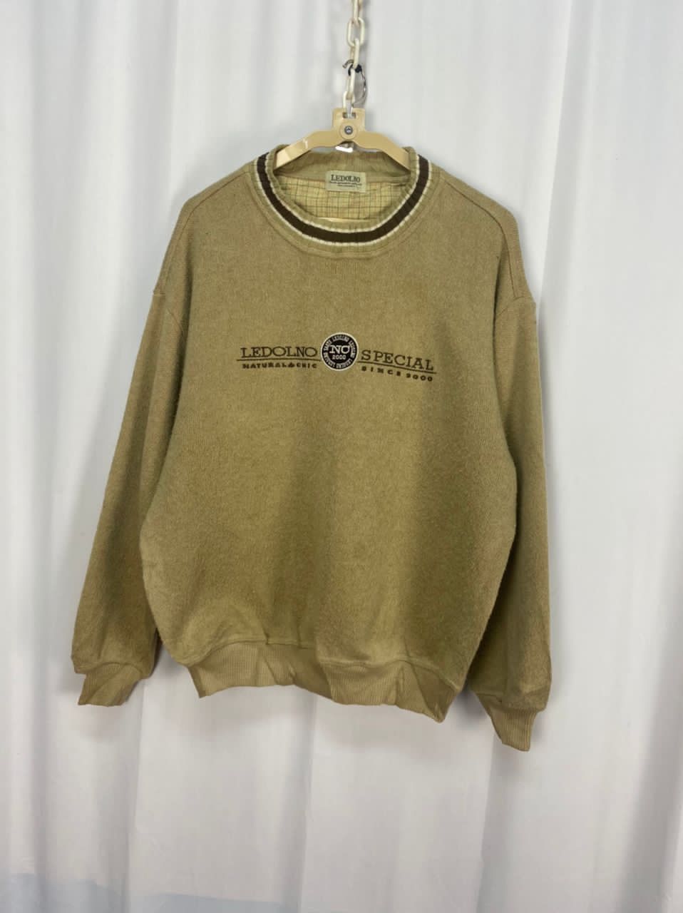 Japanese Brand × Vintage Vintage Ledolno spellout beggie knit sweatshirt Size US M / EU 48-50 / 2 - 8 Thumbnail